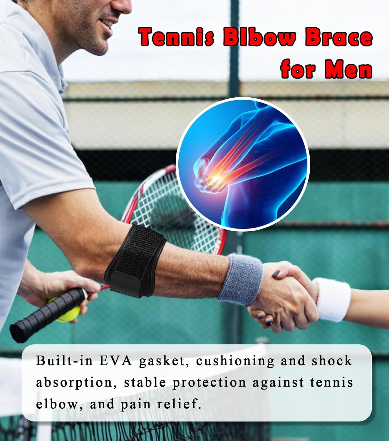 2pcs Tennis Elbow Brace for Men & Women, Adjustable Elbow Strap with Compression Pad for Arm, Forearm, Tendonitis Pain Relief, Tennis & Golfer's Elbow (Black (2 Piece))