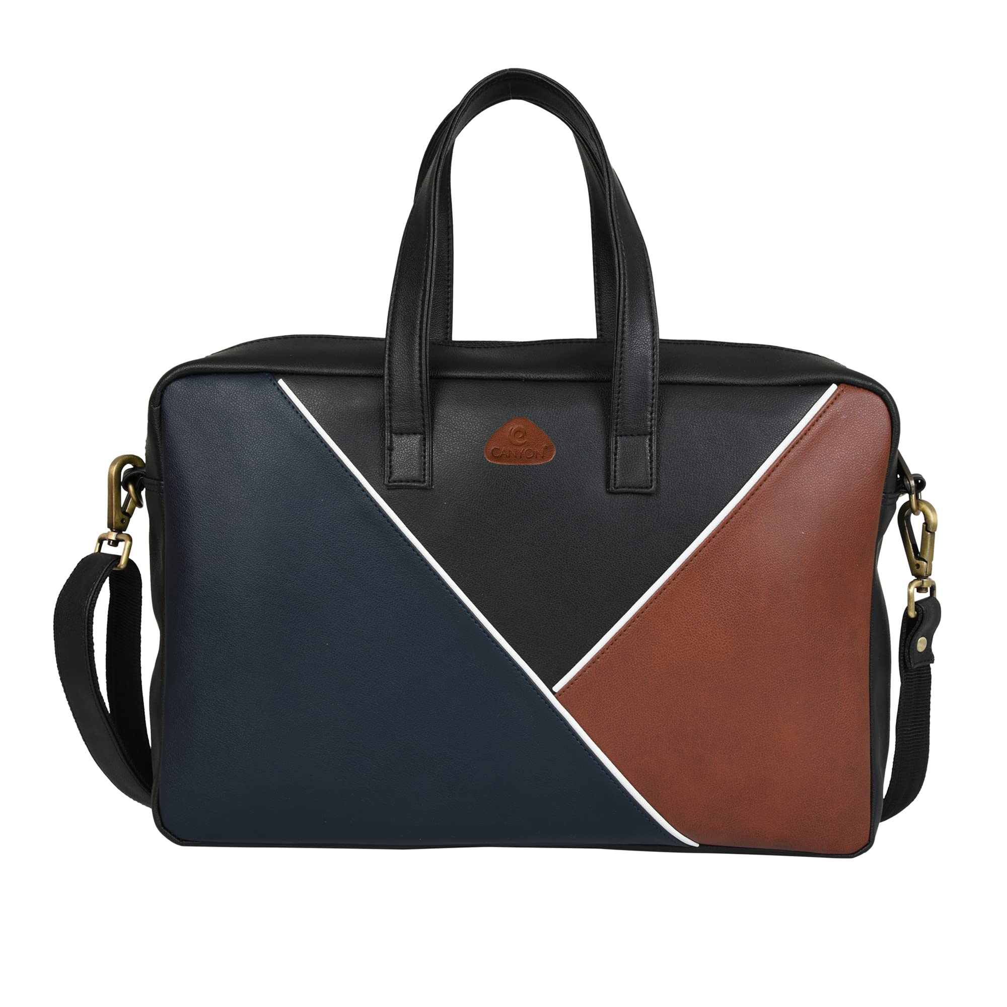 CANYON Genuine Leather 14 Inch 3L Laptop Messenger Bag/Shoulder Multi Color Sling Office Bag For Men & Women | Leather Shoulder Strap | Zipper Closure (35X26X7Cm, Triangle) (B0BP84C65F) Amazon Price History, Amazon Price Tracker