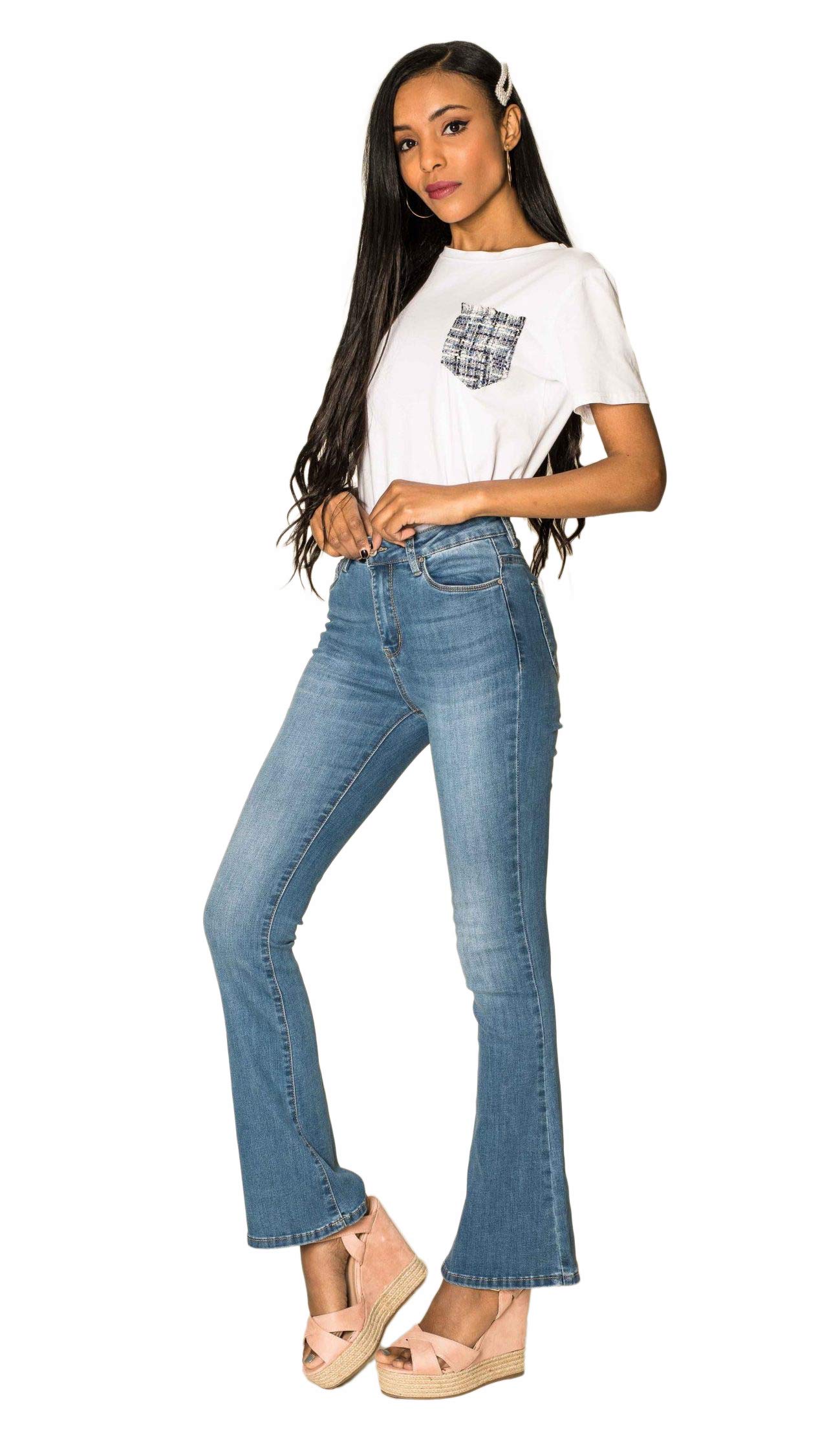 Nina Carter P079 Jeans da Donna Bootcut – Jeans Svasati con Taglio Flared Moderno
