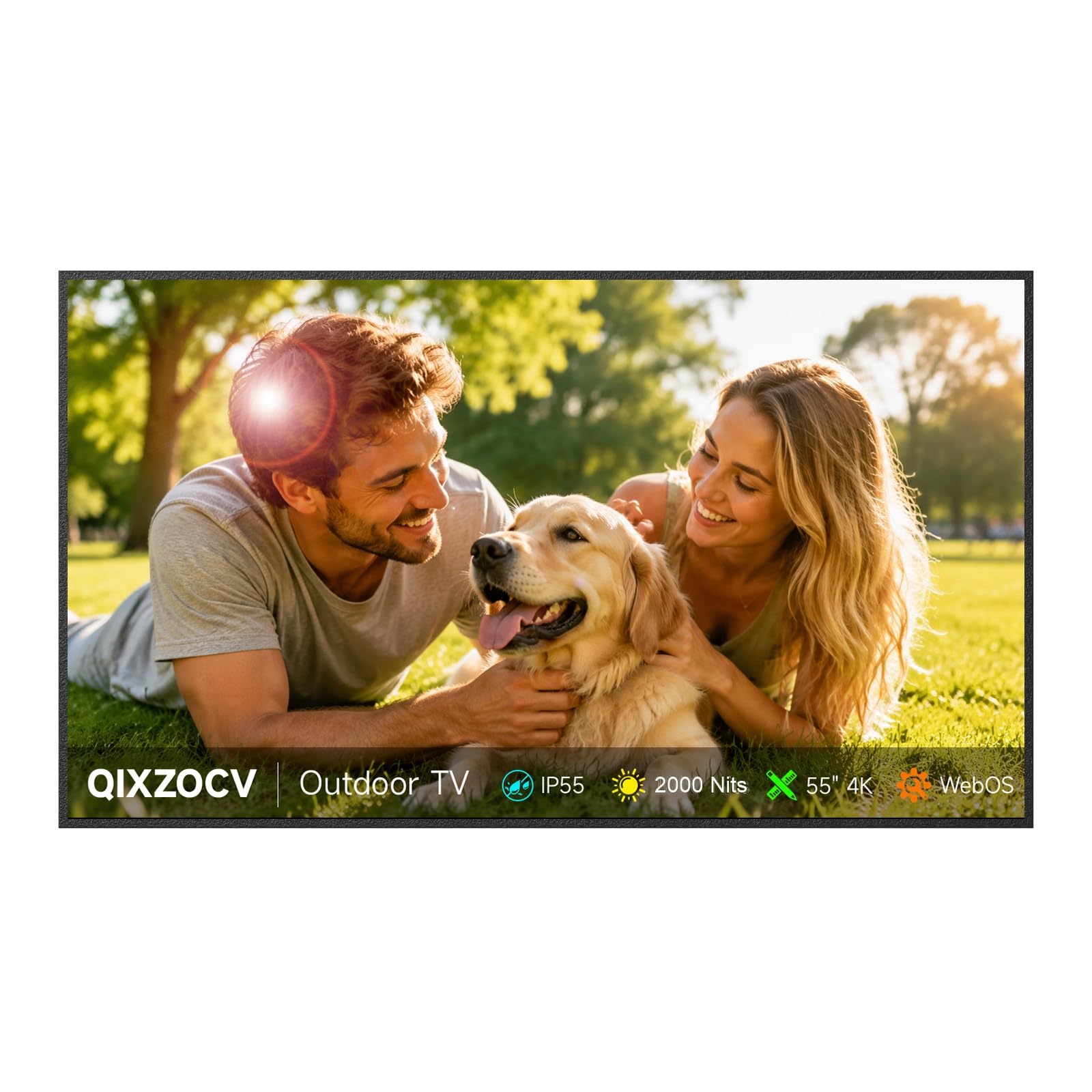 MWE 55 Inch Outdoor TV, 4K UHD, 2000 Nits, IP55, webOS Smart TV | Light-sensing Adjustment, Voice Control, App Control, Screen Mirroring