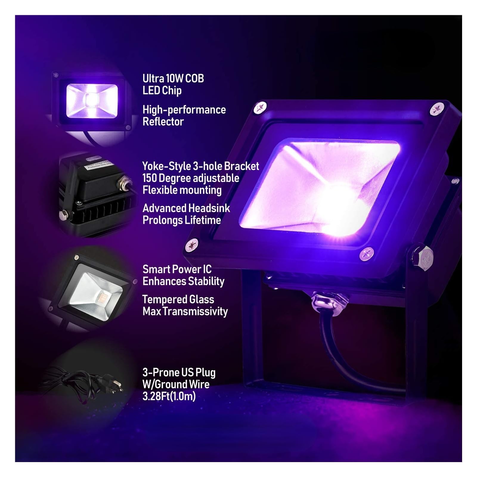 30W LED UV czarny reflektor z czarnym światłem DJ scena dyskotekowa lampa na boże narodzenie Halloween Glow Party Bar Club fluorescencyjne Na imprezy i do klubów(50W)