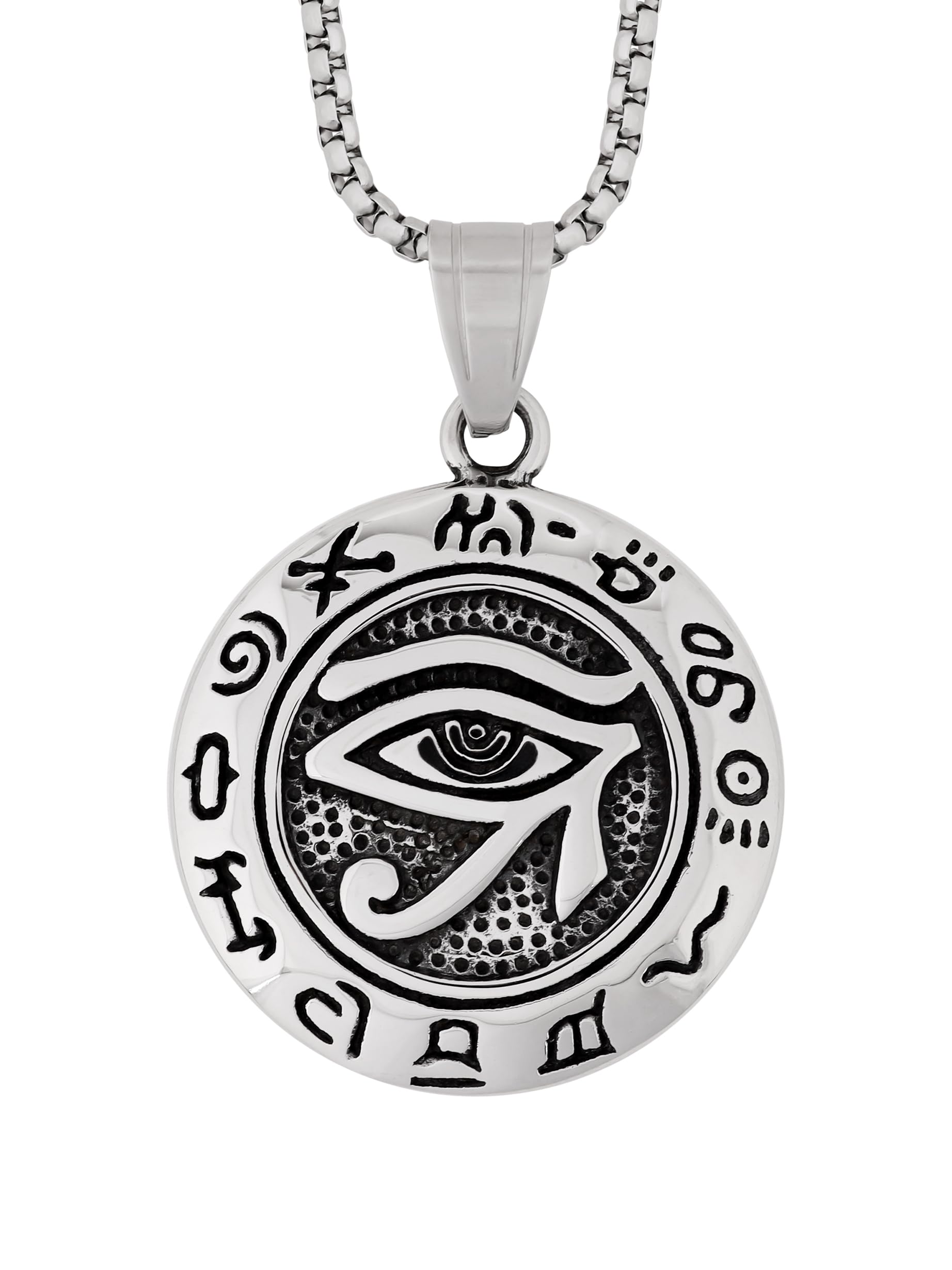 HAQUILStainless Steel Egyptian Charm Amulet Totem Pendant Chain Necklace Jewelry Gift for Men and Women