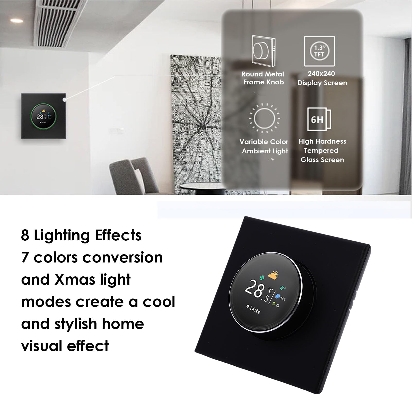 Fyearfly Smart Thermostat WiFi Drehregler 5-35°C TFT Touch für Fußbodenheizung Klima