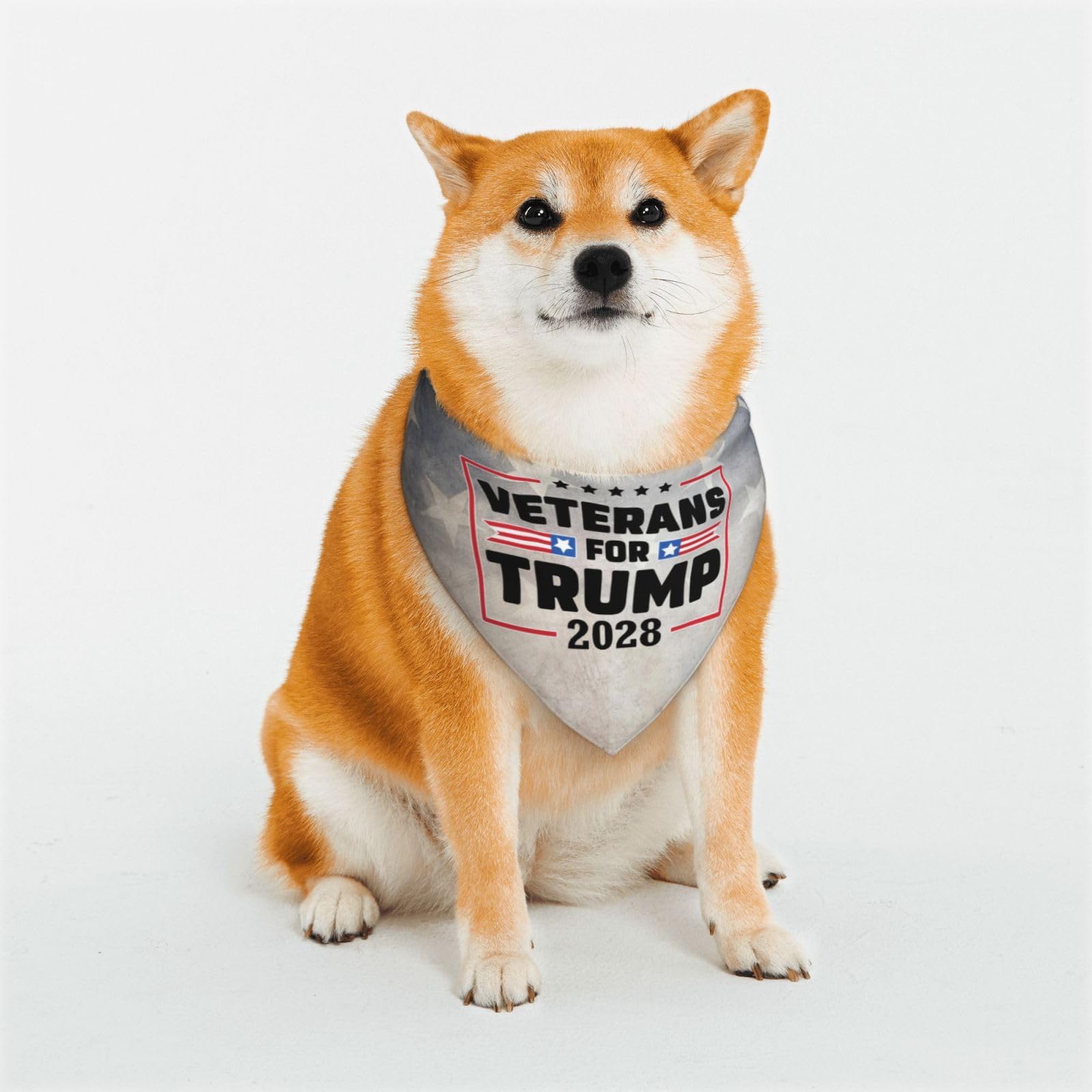 Veterans for Tr-u m p 2028 Dog Bandanas Birthday Scarf Adjustable Large Pet Washable Scarves for Small Medium