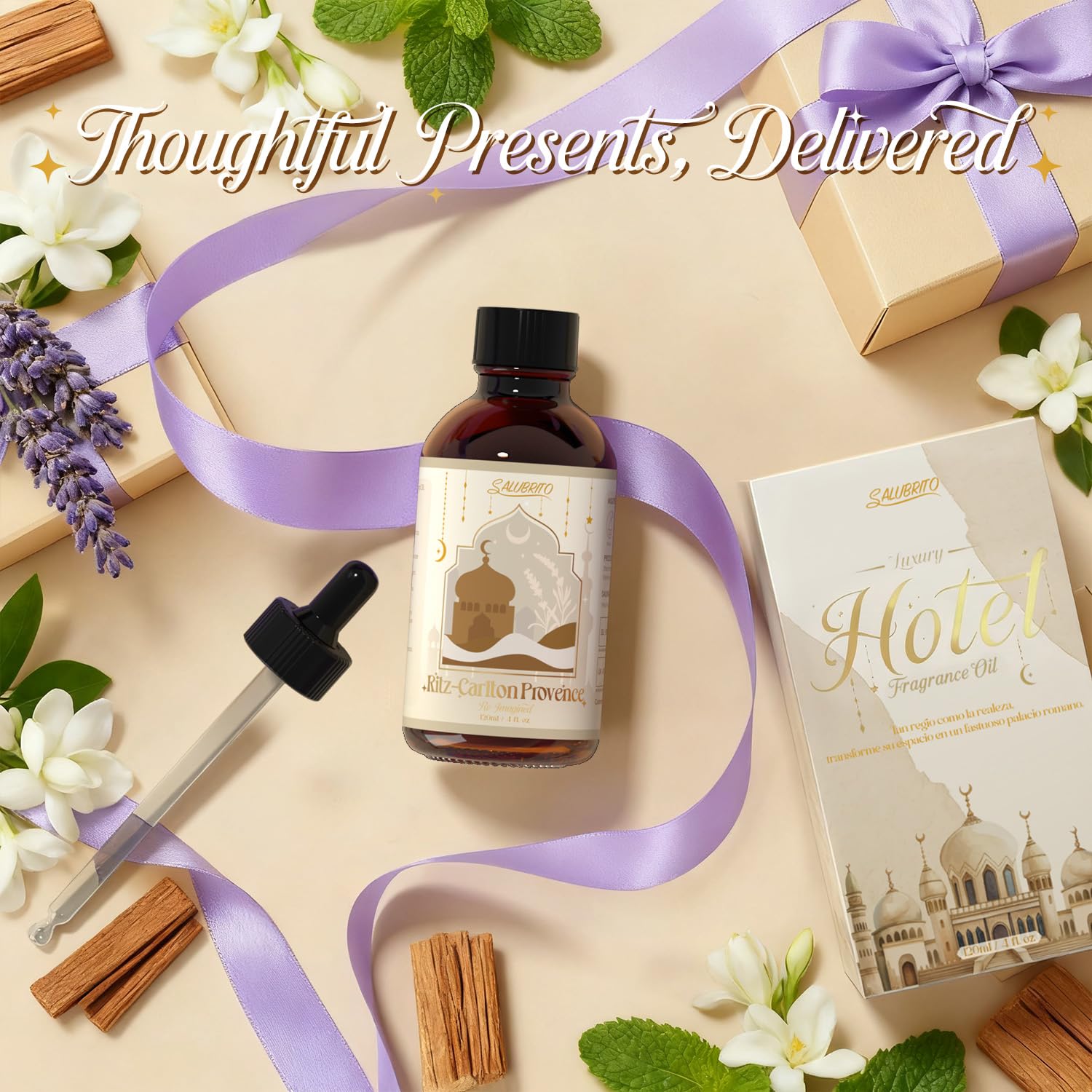 Salubrito Ritz Carlton Olejki eteryczne 120ml, luksusowy hotelowy olejek zapachowy do dyfuzora, 5-gwiazdkowy zapach hotelowy, mieszany z lawendą, jaśminami, drzewem sandałowym, olejki eteryczne do