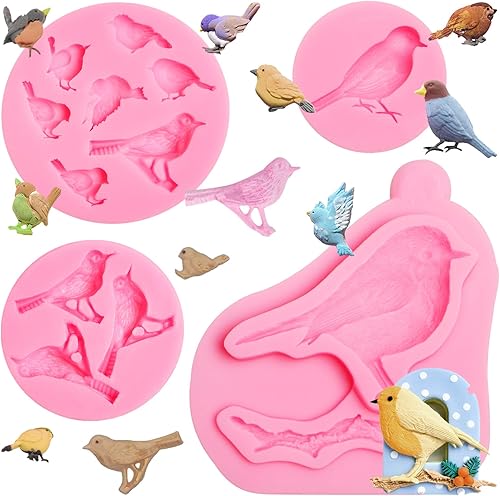 Moldes de silicona para pájaros, molde de fondant de gorrión, moldes de chocolate para hornear para decoración de pasteles, decoración de cupcakes,