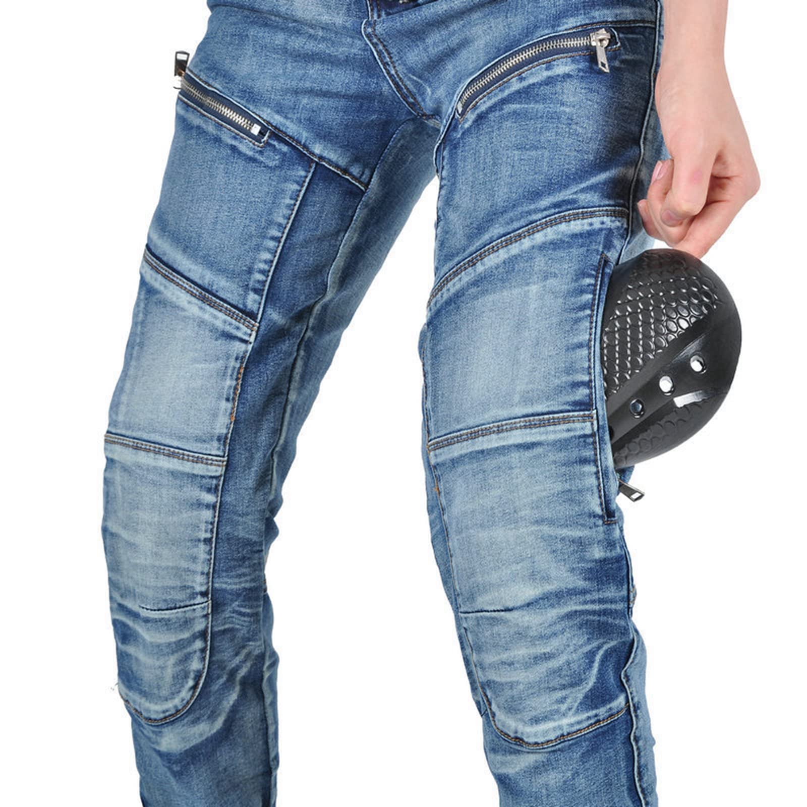 Spodnie motocyklowe, jeansowe, rozciągliwe, vintage, casualowe, tekstylne, z ulepszonymi ochraniaczami