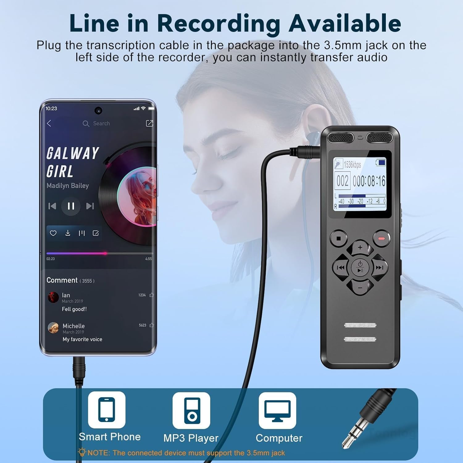 80GB Registratore Vocale, Tonnlog Registratori Vocali Digitali Professionale Portatile con Attivazione Vocale, USB-C Registratore Audio per Lezioni Riunioni, Registrazione/Bloccare con un Solo Clic