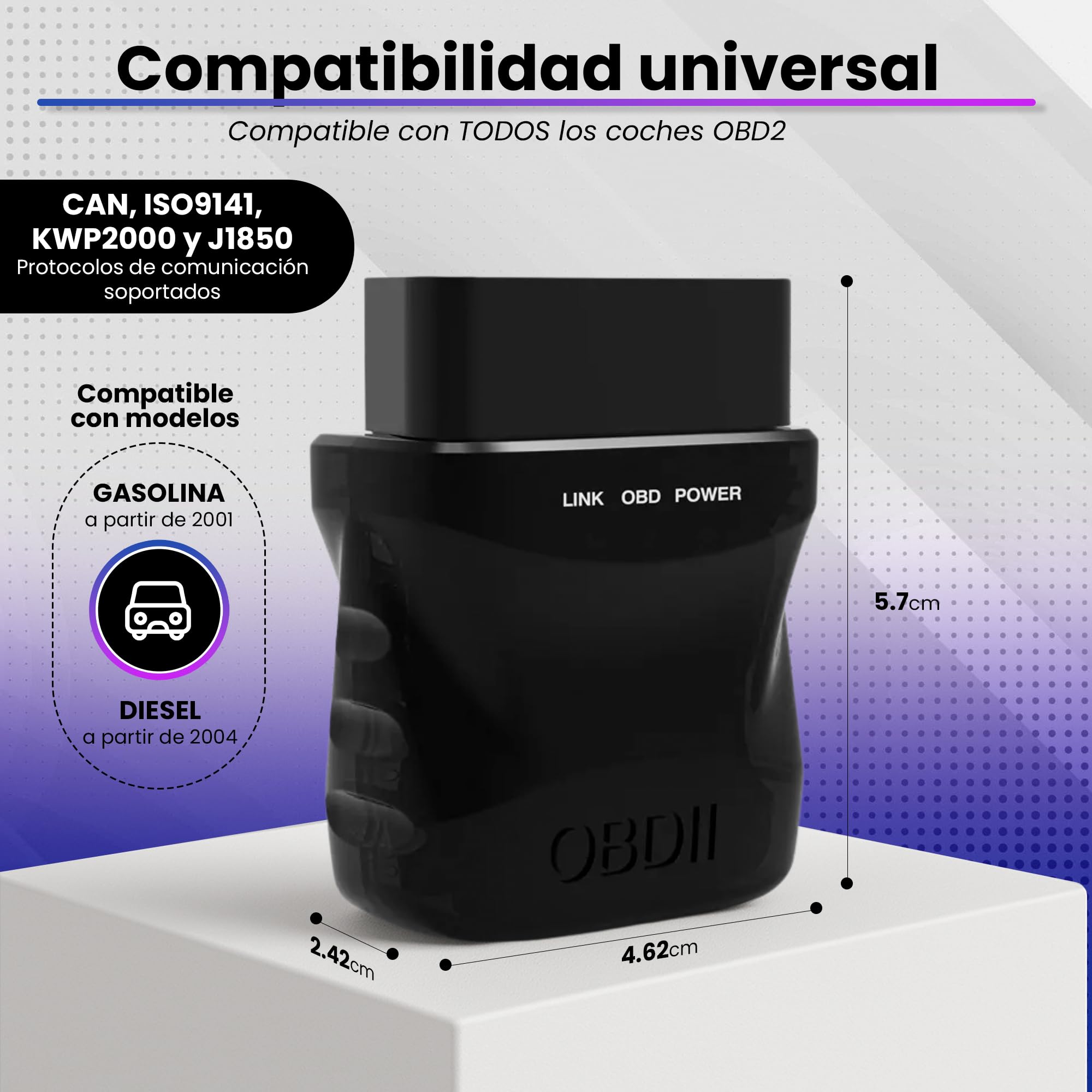 Obd2 Multi-brand Car Diagnosis - Car Diagnosis Machine for Faults and Errors - Obd2 Diagnosis Bluetooth 4.0 for iOS, Android and Windows - Wireless Mini Diagnostic Automotive Scanner. — view 3