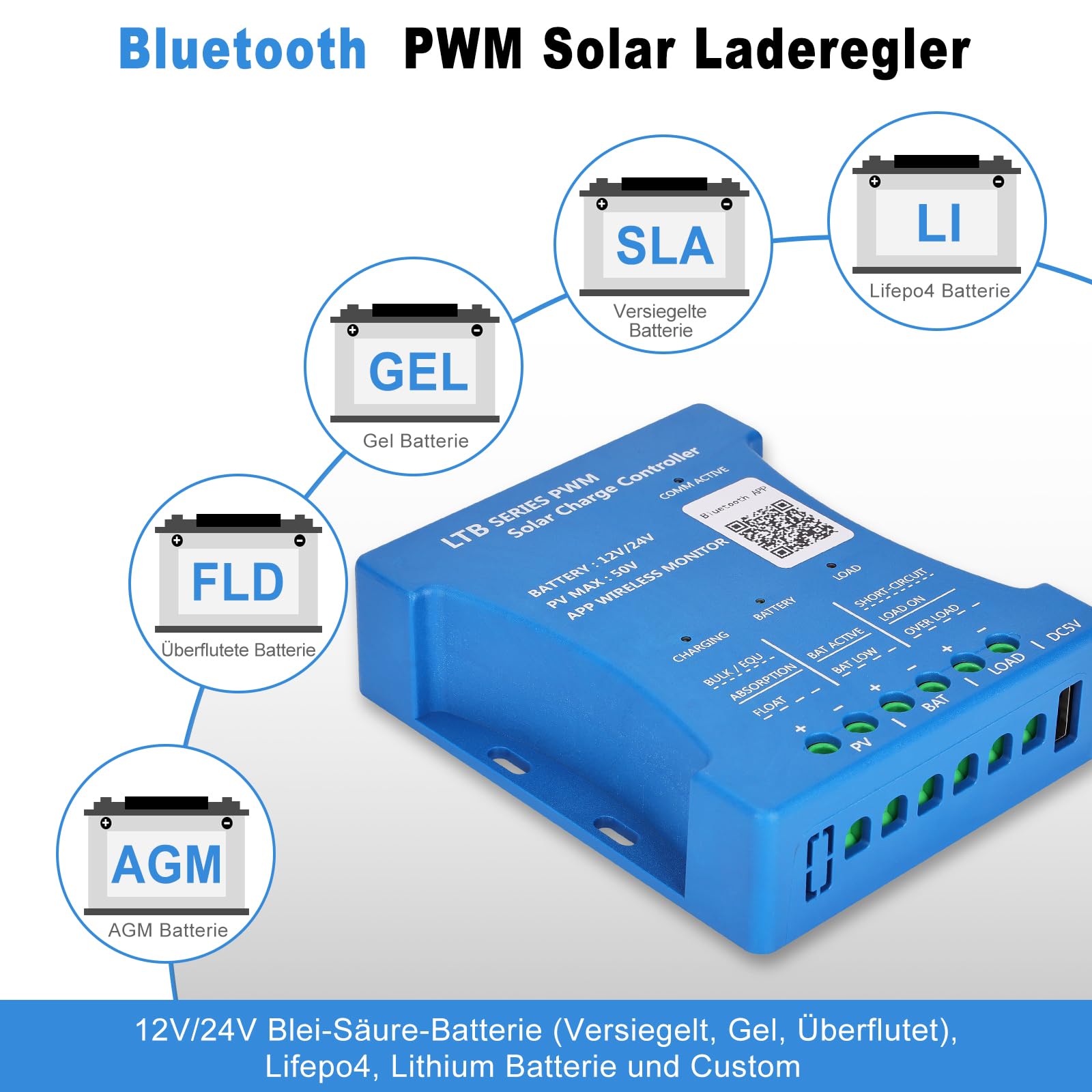 120W Monokristallines Solarpanel-Kit 12V Solarpanel 120 Watt Solarmodul enthält 20A Bluetooth Solarladeregler + 5m Solarkabel + Z-Brackets für Wohnmobil, Boot, Wohnwagen, Haushalt