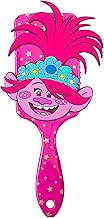 Large Trolls Paddle Hair Brush for Girls - Premium Hair Brush for Kids - Red Color Brush with Stars Prints in color of Gol...