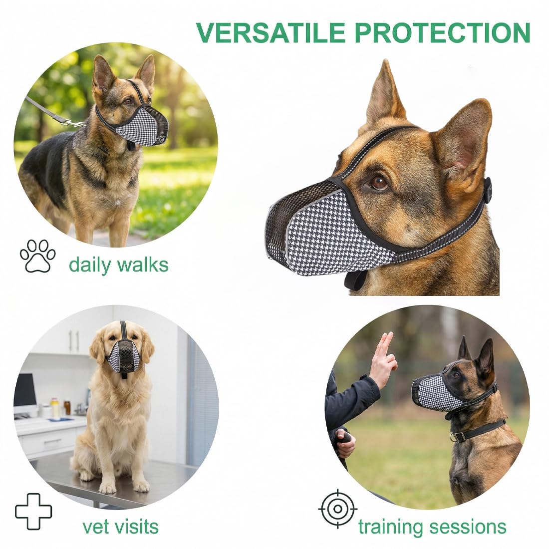 Bozal Anti Ingestas Ajustable, antimordeduras, ladridos, bozales de malla de aire suave, para Perro Suave Ajustables Corte de Uñas y Colirio, Evita Masticar, Alimentar y Morder, para Perros Medianos