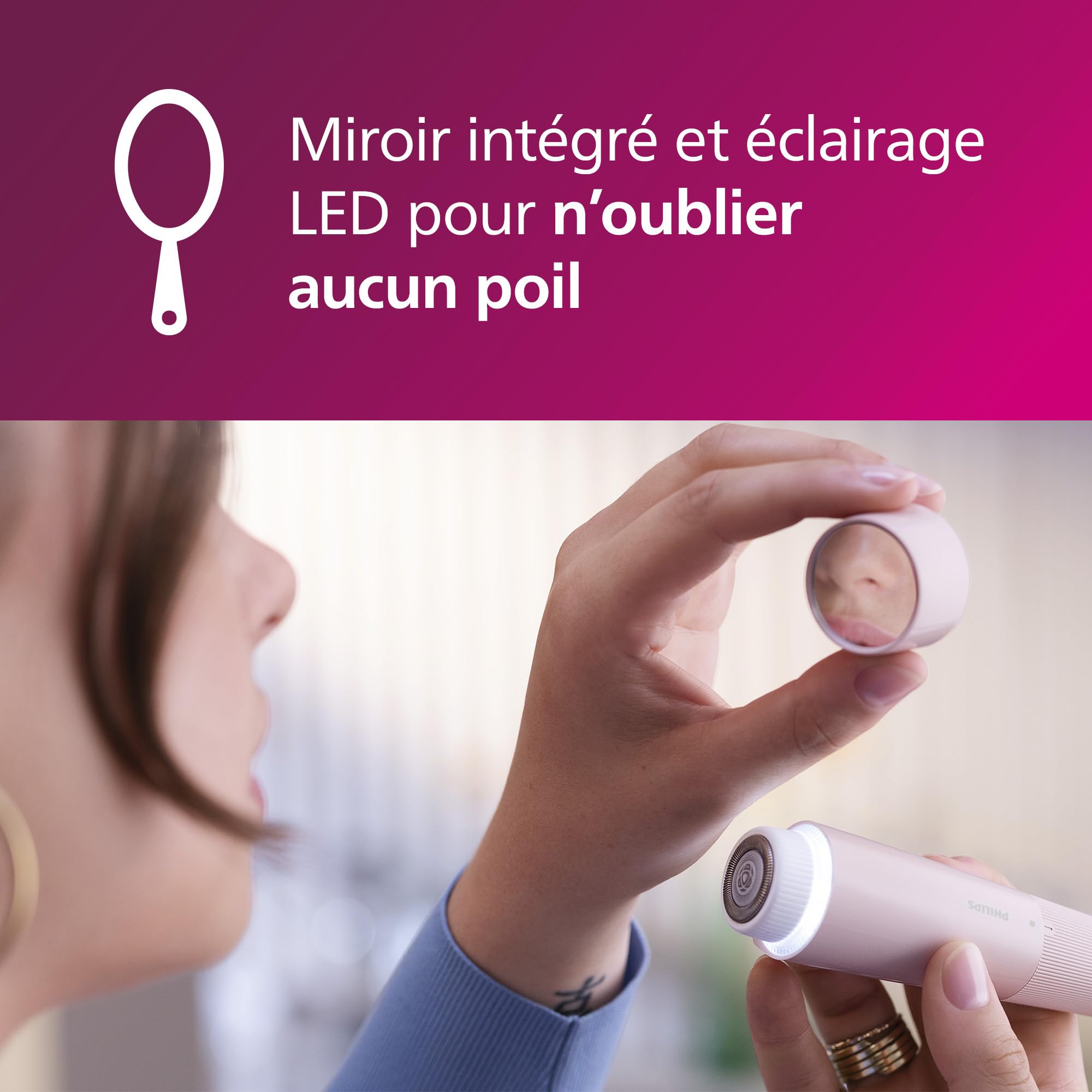 Philips Series 5000 - épilateur visage, épilateur individuel pour femme, sans fil et compact, avec tête hypoallergénique, épilation douce et rapide du visage, retouches faciles, modèle BRR454/00