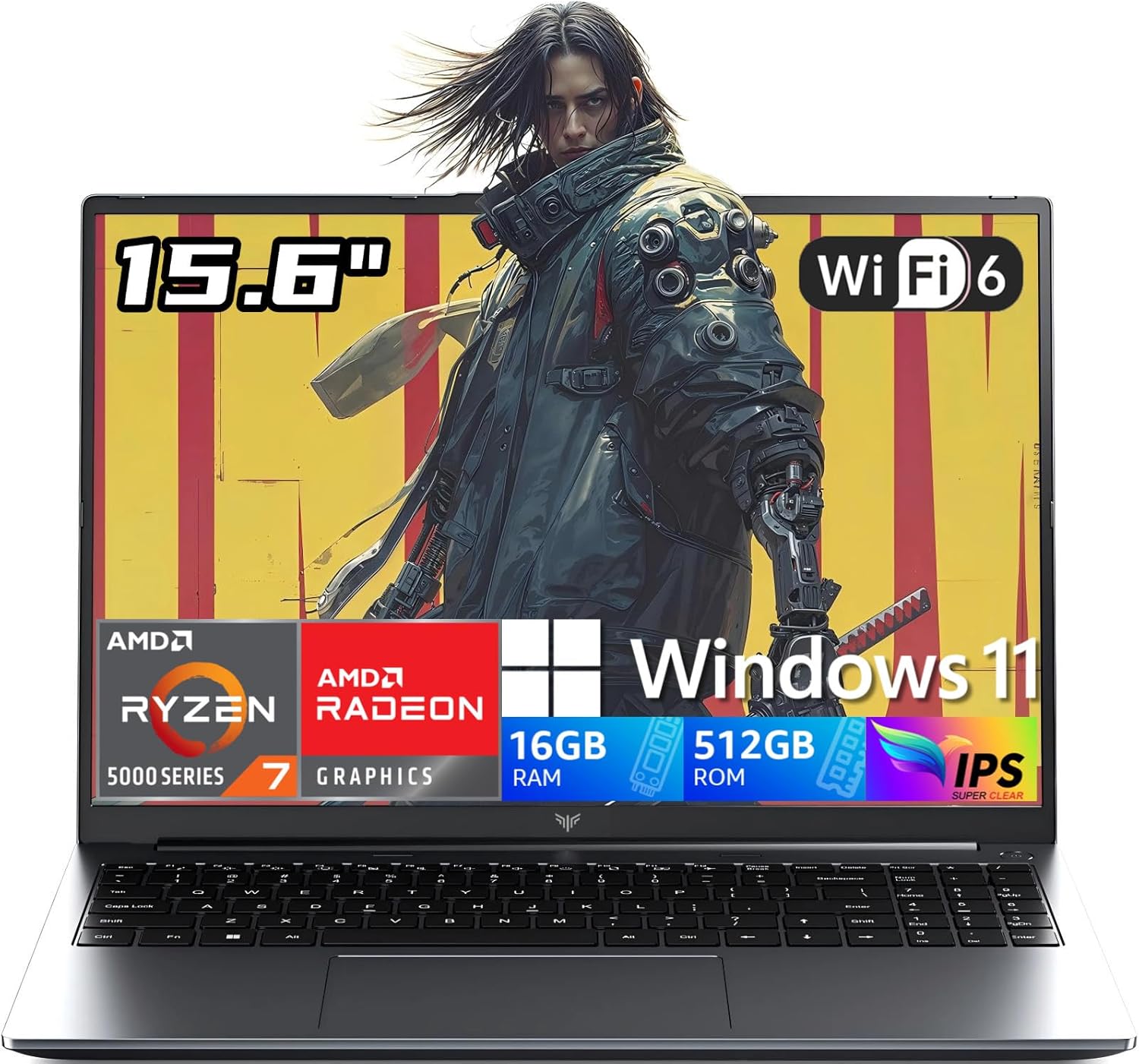 2026 AMD Gaming Laptop with AMD Ryzen 7 5700U Processor(8C/16T, Up to 4.3GHz), 15.6“ FHD Display Laptop Computer with Backlit Keyboard, 16GB RAM 512GB SSD, WiFi 6, HDMI, USB3.2, Type-C, 55Wh Battery