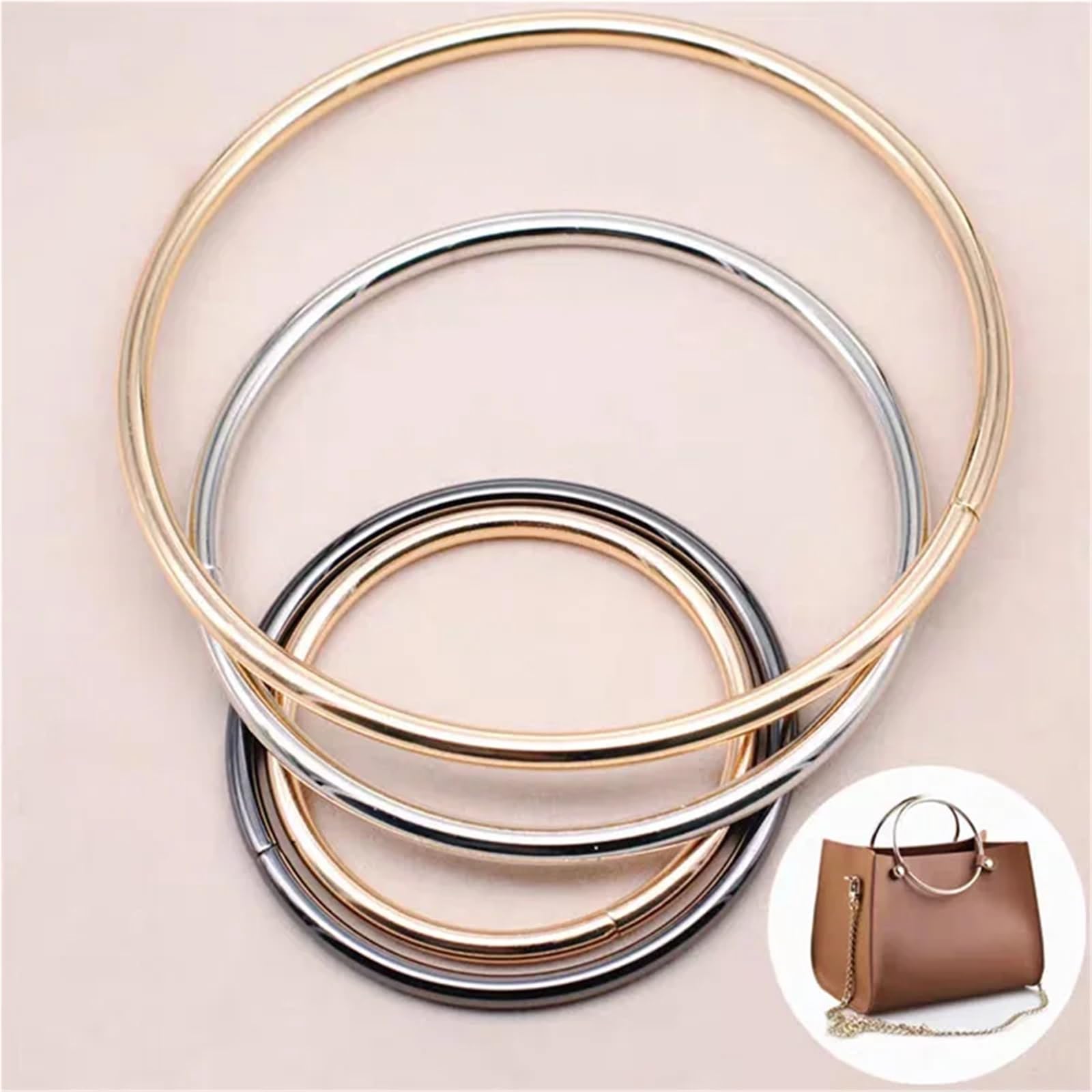 MRKU Asa de Madera para Bolso, Accesorios para Bolsos, Manualidades, Bricolaje, Redondo, 1 Pieza/2 Piezas, Dorado, Redondo, Metal, Accesorio de Repuesto Hecho a Mano.