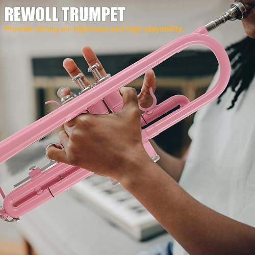Miniatura 7 de Juego de trompeta estándar Bb, trompeta con diseño de viga de doble soporte, instrumento de trompeta con estuche rígido, kit de limpieza, soporte,