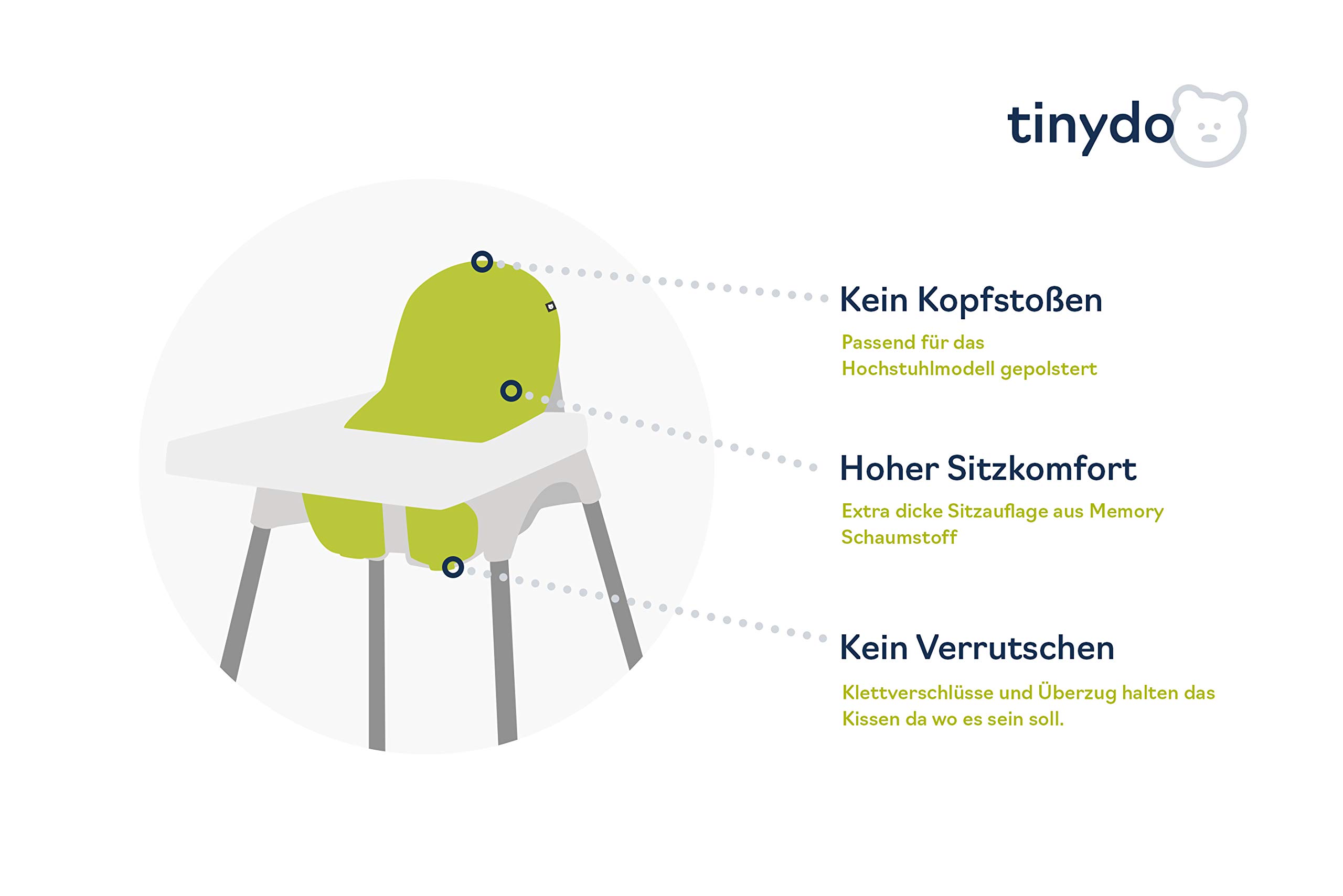 Hochstuhl Sitzkissen für Ikea Antilop - ergonomisches Memory-Schaum Kissen zur Rückenentlastung, Sitzpolster extra dick - Sitzverkleinerer Auflage ohne Verrutschen (Dunkelgrau)