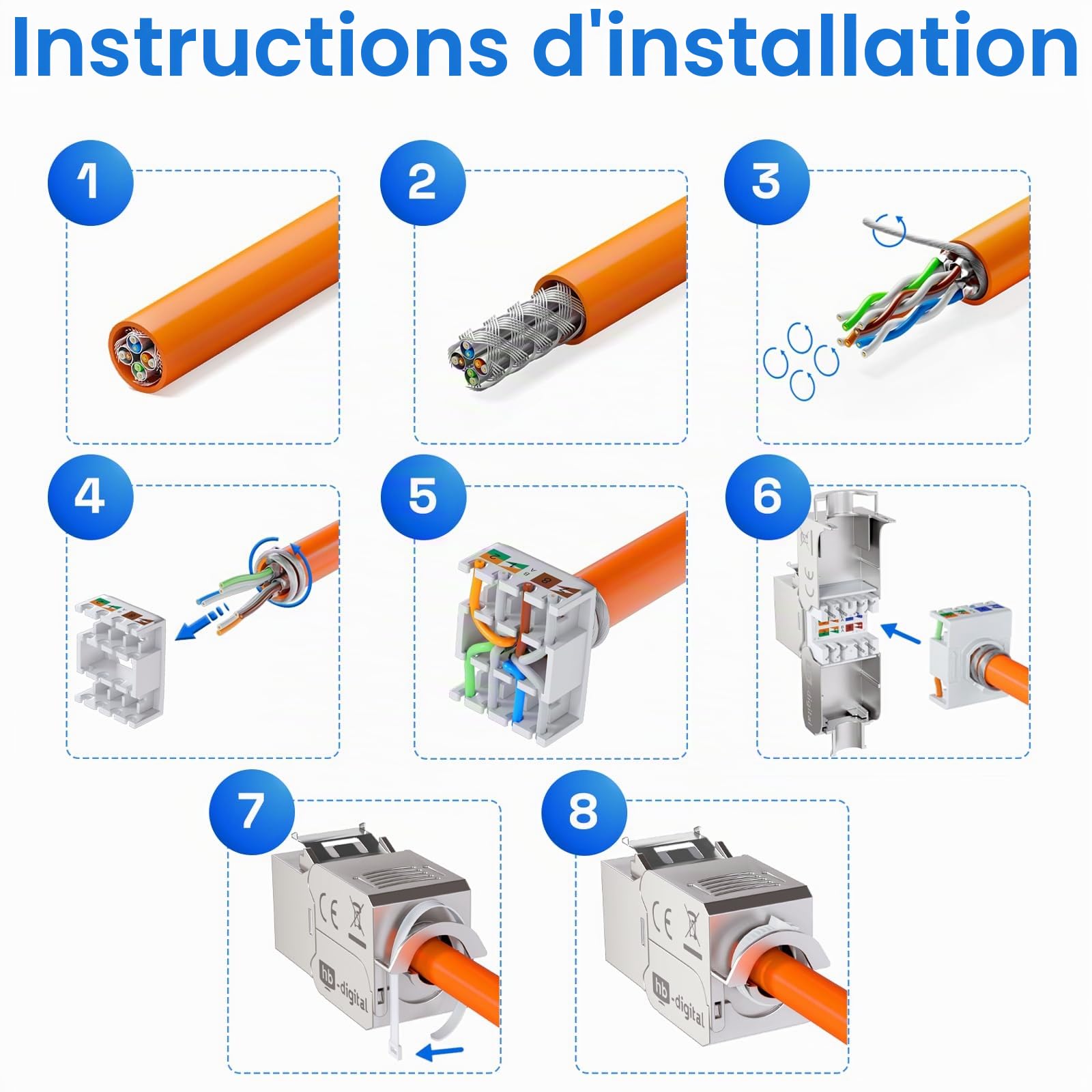 HB-DIGITAL Panneau de brassage 16 ports 1 HE 16 x CAT 6a RJ45 Module Keystone Jack - Certifié GHMT - Entièrement blindé STP 10 Gbps - Compatible avec les câbles de pose - Câble réseau LAN - Noir