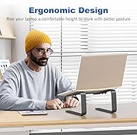 Vista 4 de suptek Soporte de aluminio para laptop, soporte ergonómico desmontable para computadora portátil, elevador de computadora de metal, soporte de PC