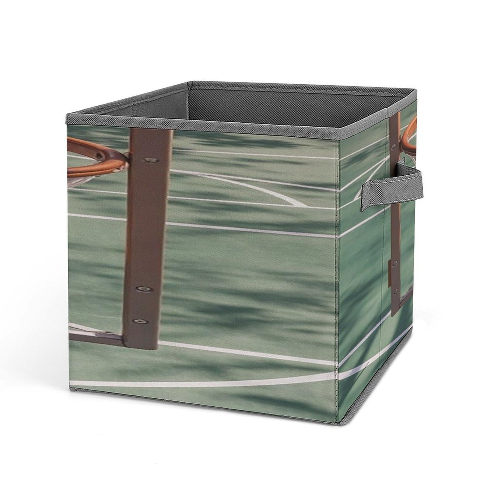 FekiLoot Basketball Folding Storage Bins with Handles Large Fabric Storage Cube Storage Organizer Heavy Duty Closet Organizer Sturdy Collapsible Bin Foldable Baskets
