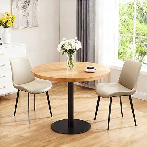 Miniatura 9 de Juego de 4 sillas de comedor modernas, sillas de comedor de piel sintética, sillas de cocina tapizadas con respaldo ergonómico y patas de metal