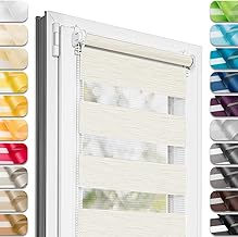 Estika Tenda a rullo doppio Klemmfix senza foratura - 50 x 150 cm - Cream - Tenda giorno e notte, tessuto doppio, per interni, protezione dalla luce solare
