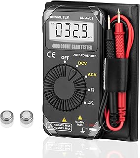 Digital Multimeter,Pocket Voltmeter Ohmmeter Measuring AC&DC Voltage Resistance Continuity Buzzer Diode Test, Auto Ranging Card Volt Ohm Tester DMM(ANNMETER AN-4201)
