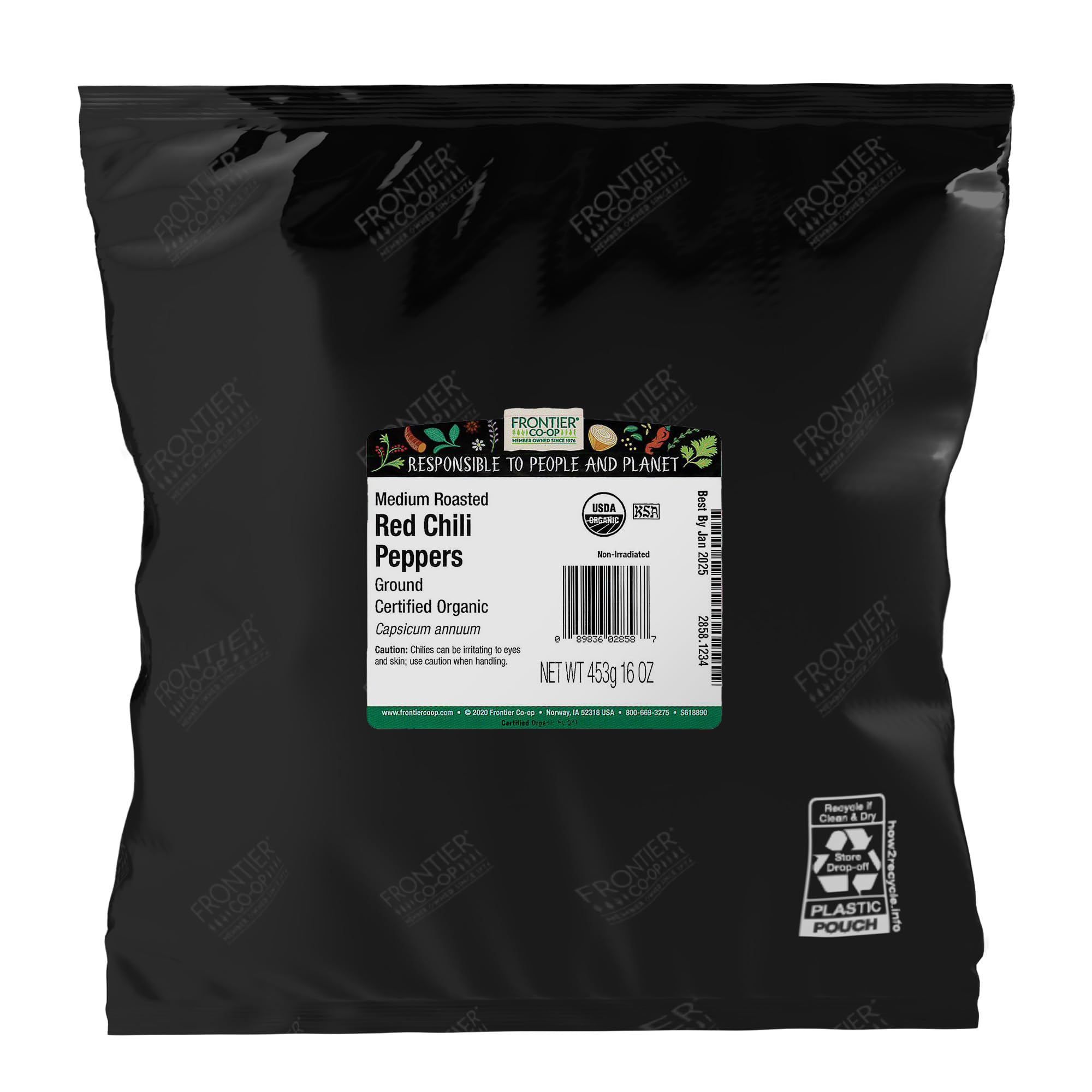 Organic Chili Powder, 1 lb Bulk Bag - Medium Roasted Red Chili Powder - Kosher, Non-Irradiated - Ground Capsicum Annuum for Cooking, Seasoning, Custom Spice Blends