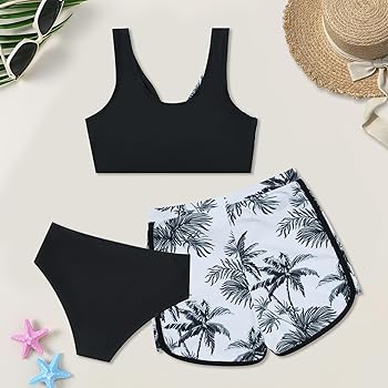 Amazon.com: Weixinbuy Girl's 3 Piece Swimsuit Teen Swimwear