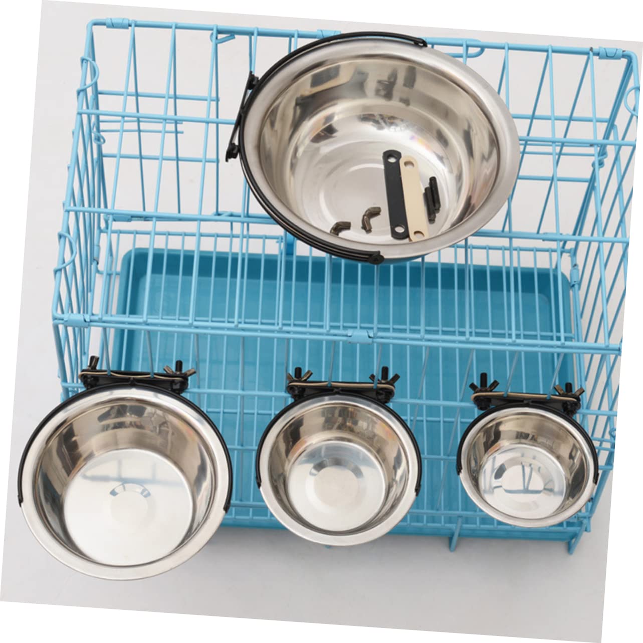 Comedero Colgante Caída Acero Inoxidable para Perro Gato y Pájaro Fácil Instalación