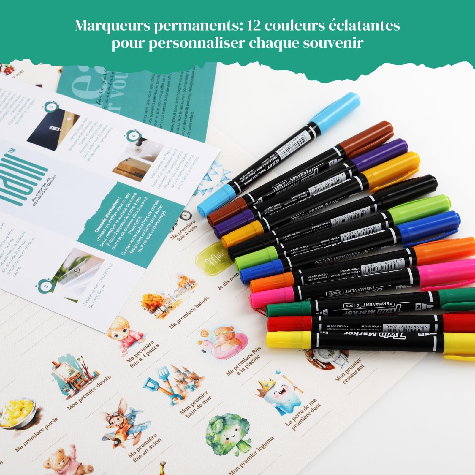 NANII Affiche Mes Premières Fois Bébé – Cadeau de Naissance Fille Garçon – Coffret Cadeau Baby Shower, Boîte Souvenir Parents, Femme Enceinte, Jeune Maman – Décoration Chambre Bébé