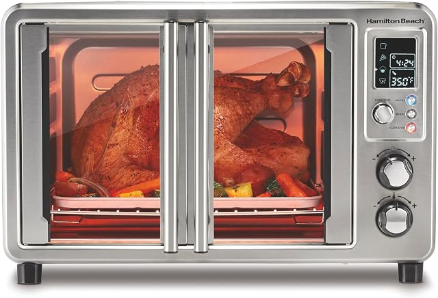 Hamilton Beach Sure-Crisp 6-in-1 XL Air Four à frites avec portes, 6-Slice Capacité, convient 12 Pizza de pouce, Air Fry, Bake, Broil, Toast, Réchauffage rapide, Acier inoxydable (31191)