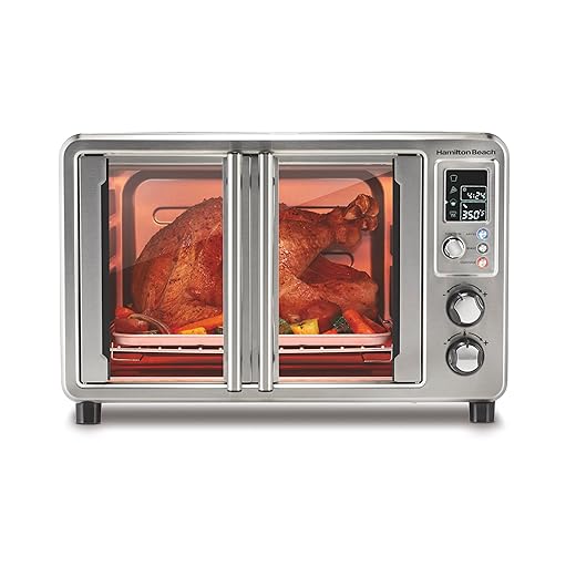 Hamilton Beach Sure Crisp 6-in-1 XL Digital Air Fryer Toaster Oven Combo, With Easy-Access French Doors, Bake, Broil, Toast, Pizza & Reheat Functions, 0.9 cu. ft. Capacity, Stainless Steel (31191)