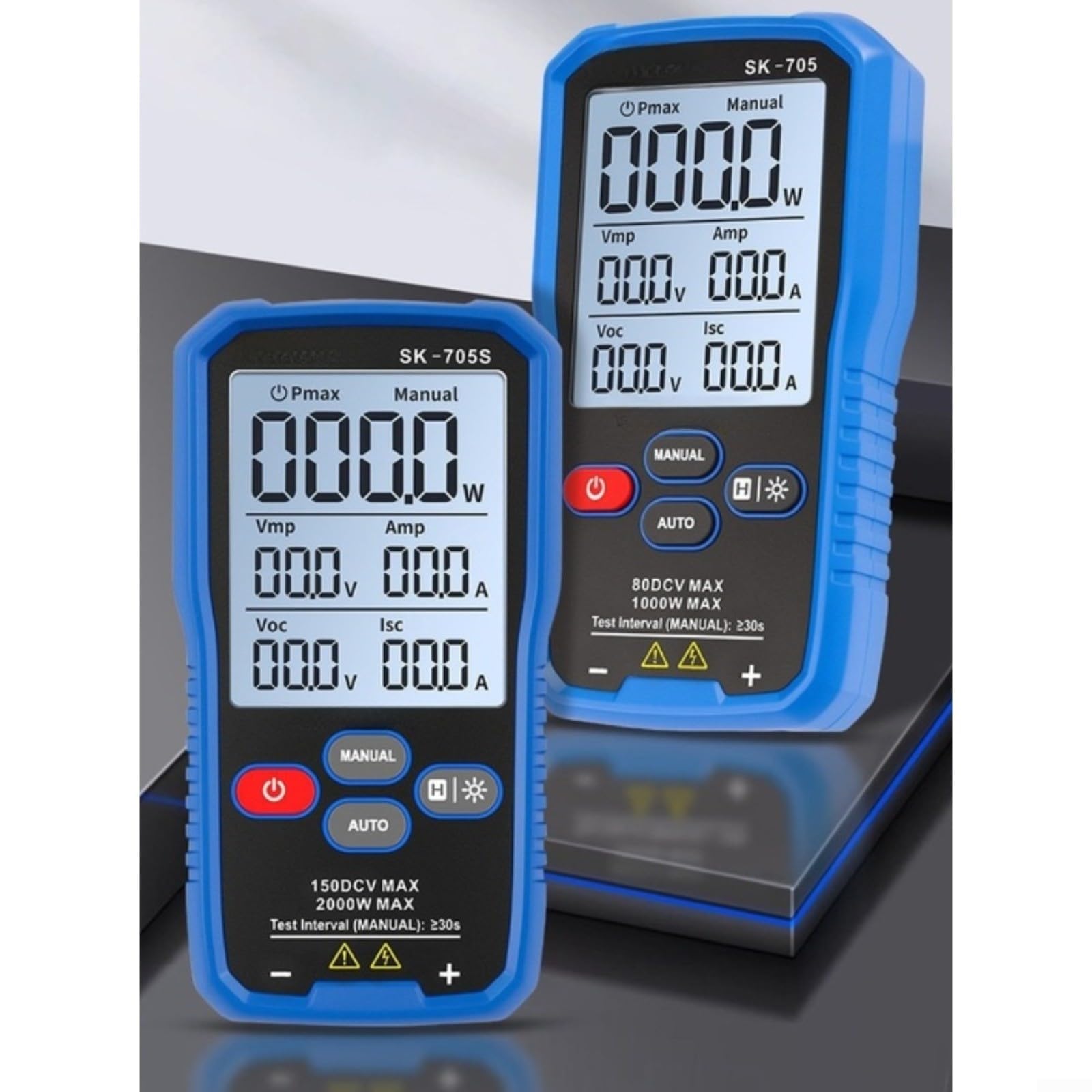 SK-705S, tester di potenza fotovoltaica con tecnologia MPPT per pannello solare, capacità massima 2000W, display LCD da 3,2 pollici, gamma automatica/manuale, design portatile (SK-705)