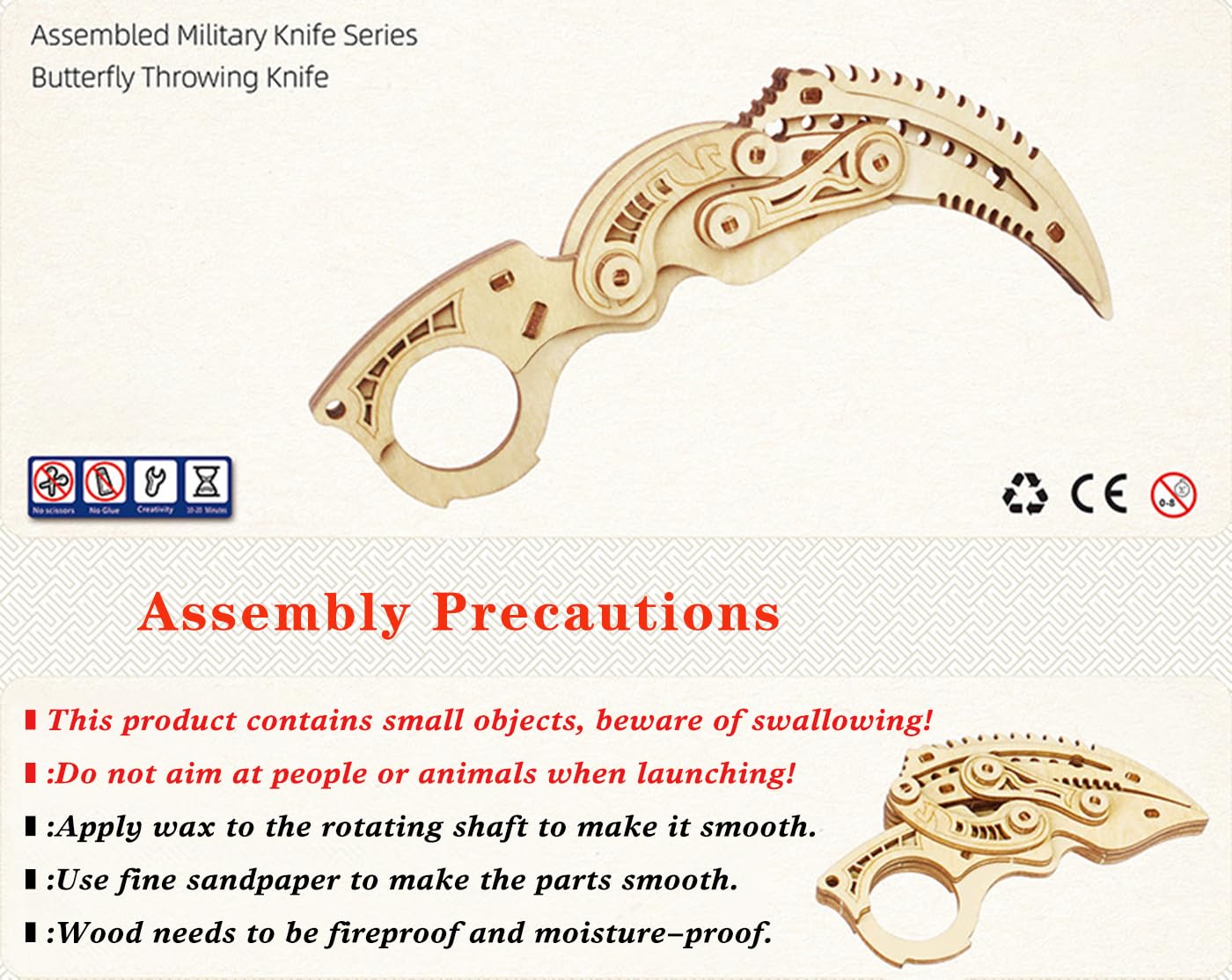 Coltello Karambit In Legno Puzzle CSGO Knife A Farfalla Da Allenamento Finto Butterfly Balisong Trainer Caccia Tascabile Gravity Regali Originali Per Adulti Uomini Donne Bambini