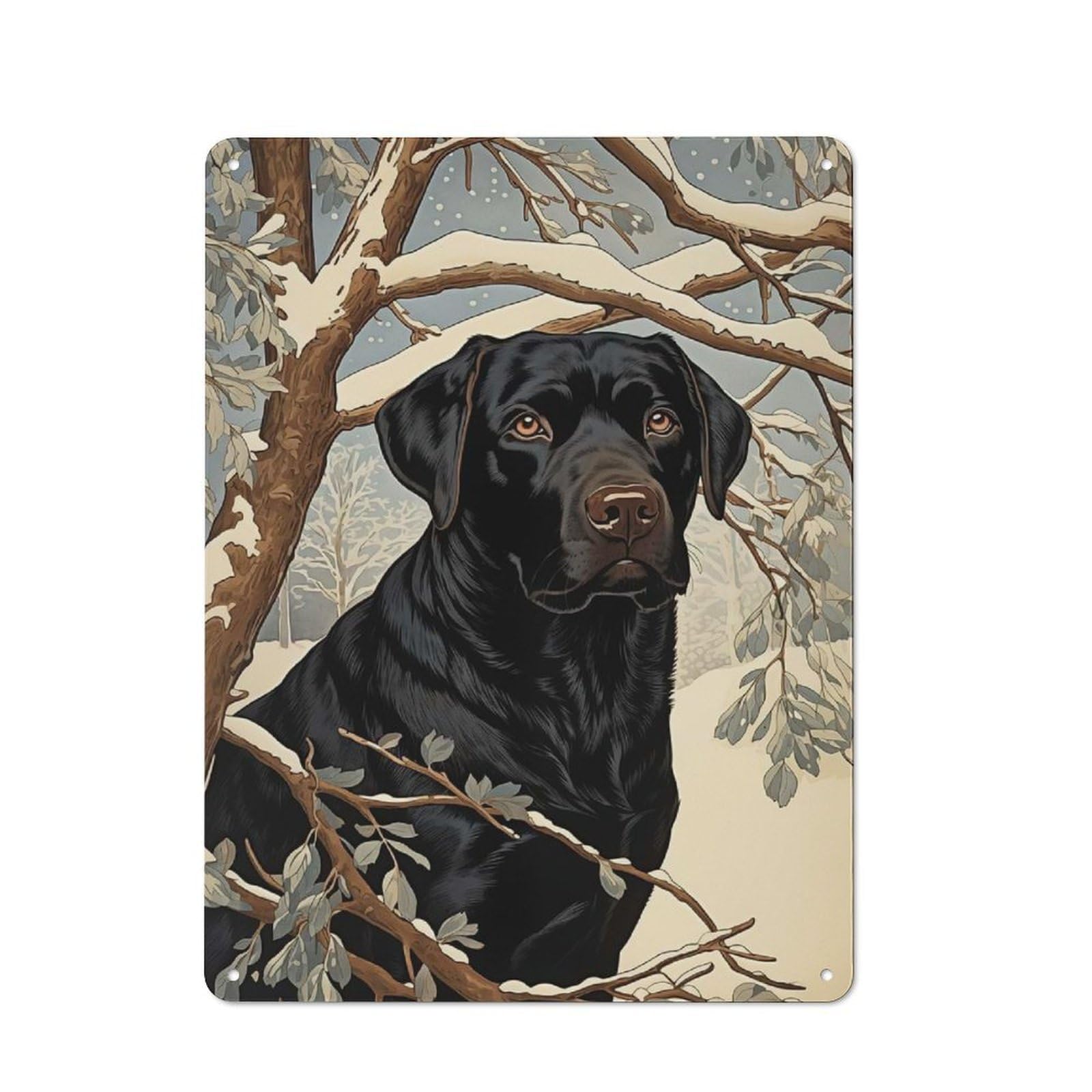 Vintage Tin Sign 40x30cm with Vintage Black Labrador for Workshop Wall, for Makers And DIY Enthusiasts, for Retro Home Interiors