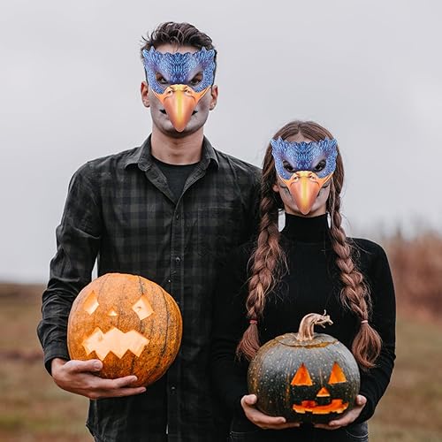 Miniatura 8 de Sewroro Máscara de cabeza de animal para Halloween, máscara de pájaro, máscaras de cuero con pico de nariz, Steampunk para Halloween, cosplay,