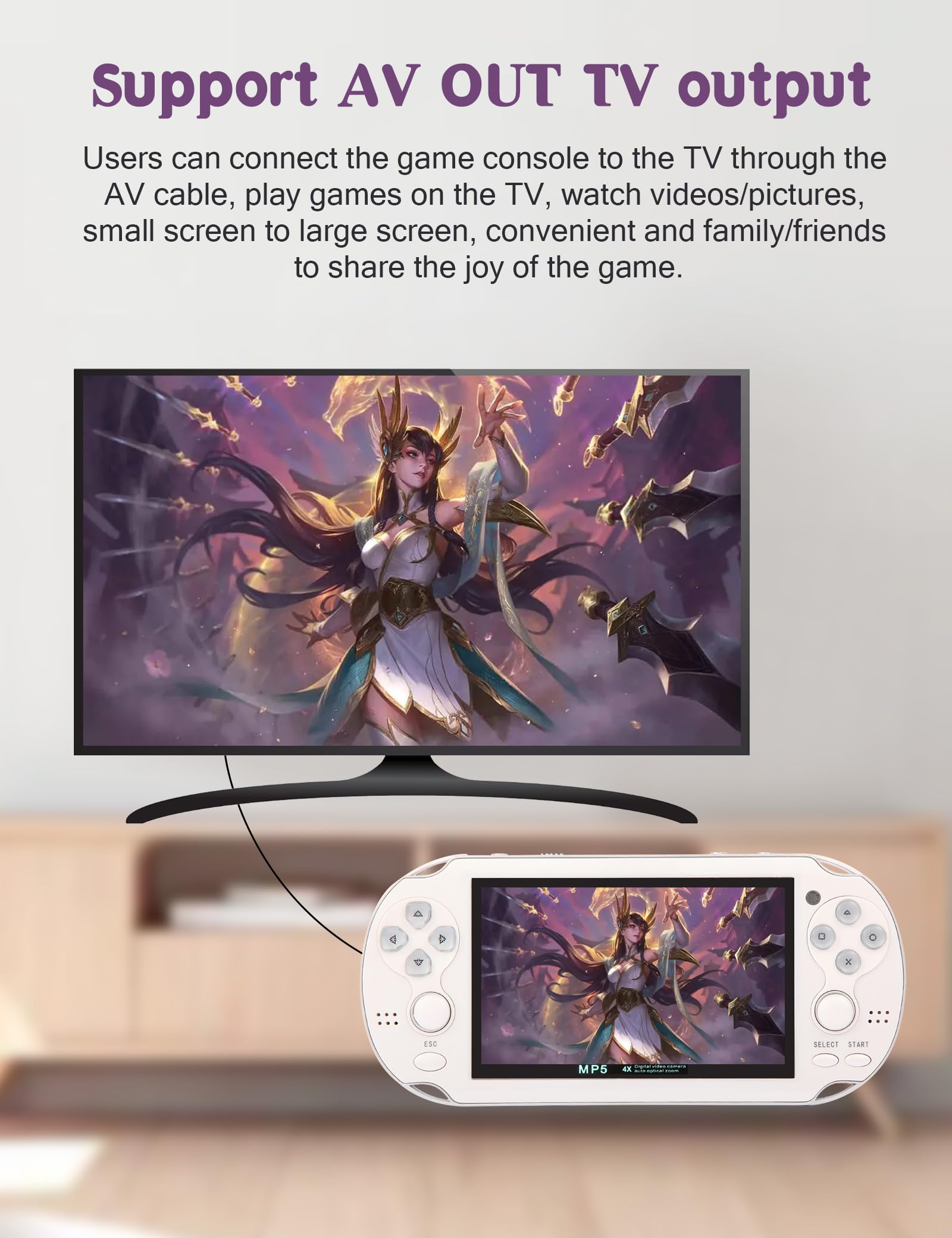 CZT Console de Jeux vidéo 4,3 Po 8 Go intégrée à 2300 Jeux gratuits pour Plusieurs simulateurs Console de Jeu Portable Vidéo/Musique Ebook Sortie TV Le Jeu Peut être archivé Cadeaux de Noël(Blanc)