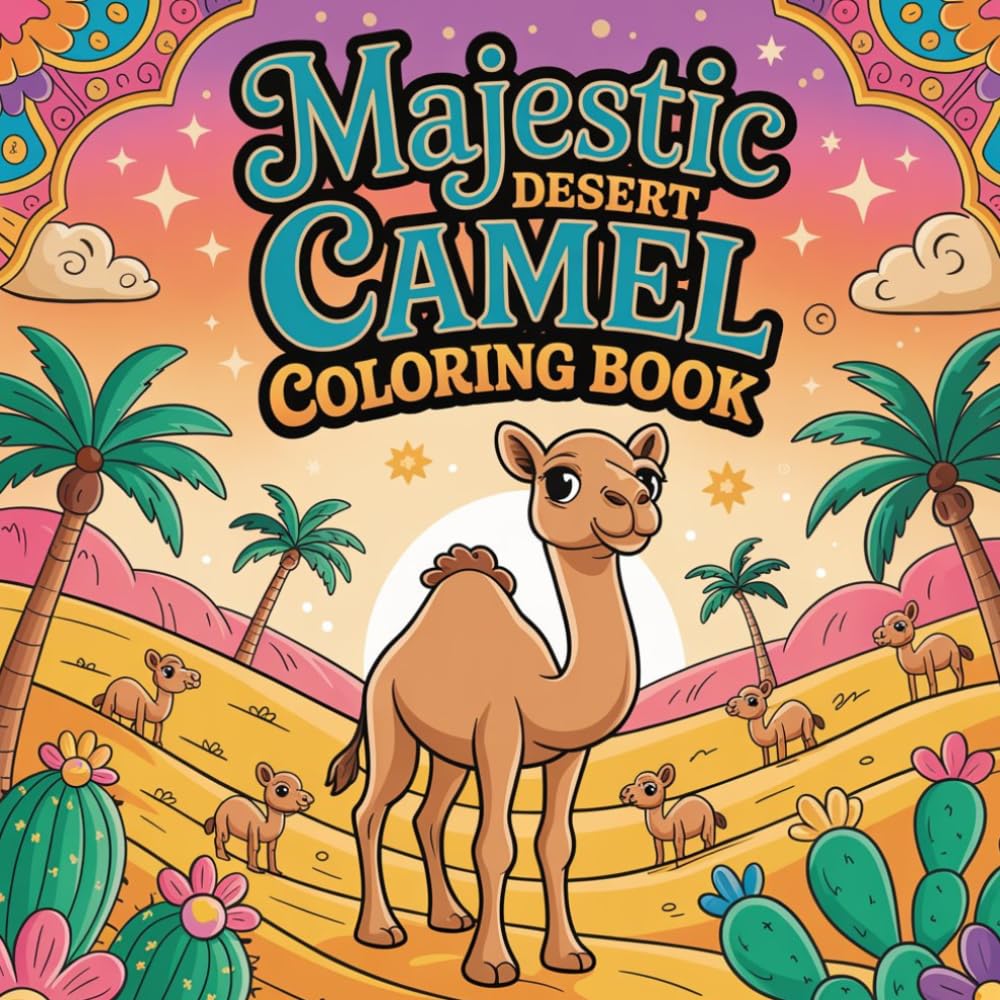Majestic Desert Camel Coloring book: camel desert animal relaxation women coloring book, camel wildlife mammal relaxation adults coloring book, camel ... nature relaxation teens coloring book simple