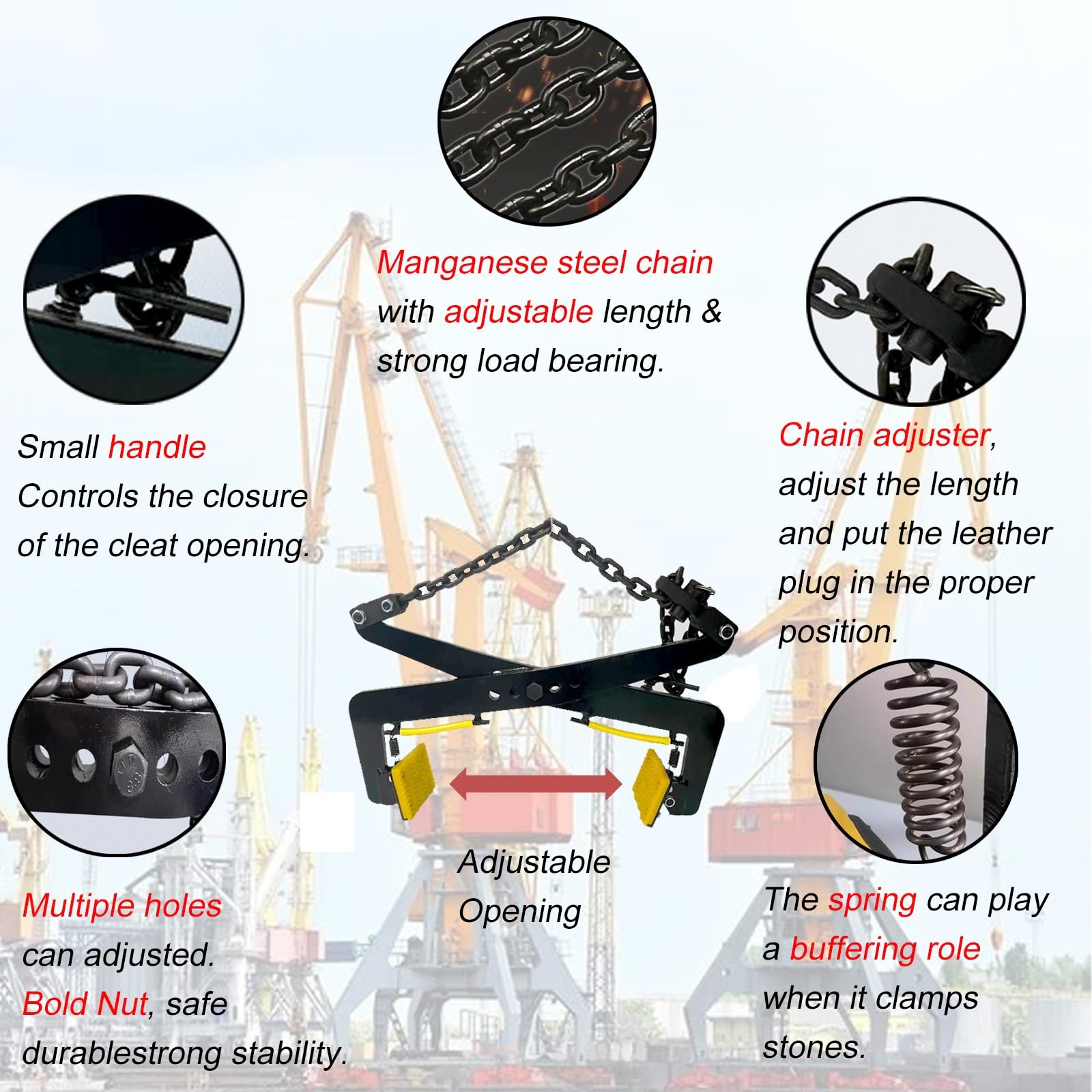 MZZKFC Black Stone Lifting Clamps Adjustable Opening Width, Heavy Duty Lifting Clamps with Rubber Non-Slip Chuck, Plate Vertical Clamp for Granite and Marble(16.5-38.2 in)