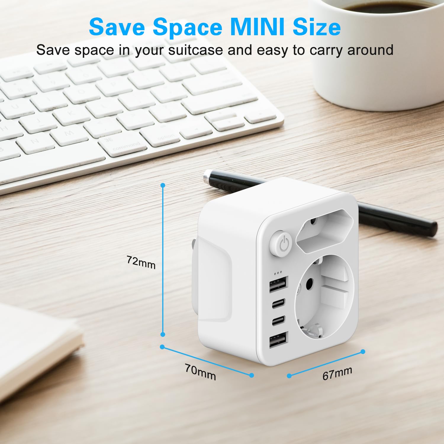 Adattatore da viaggio Giappone adattatore da viaggio USA, adattatore USA, adattatore da 2 prese, adattatore da viaggio, spina Schuko su tipo A per Stati Uniti, Giappone, Canada, bianco