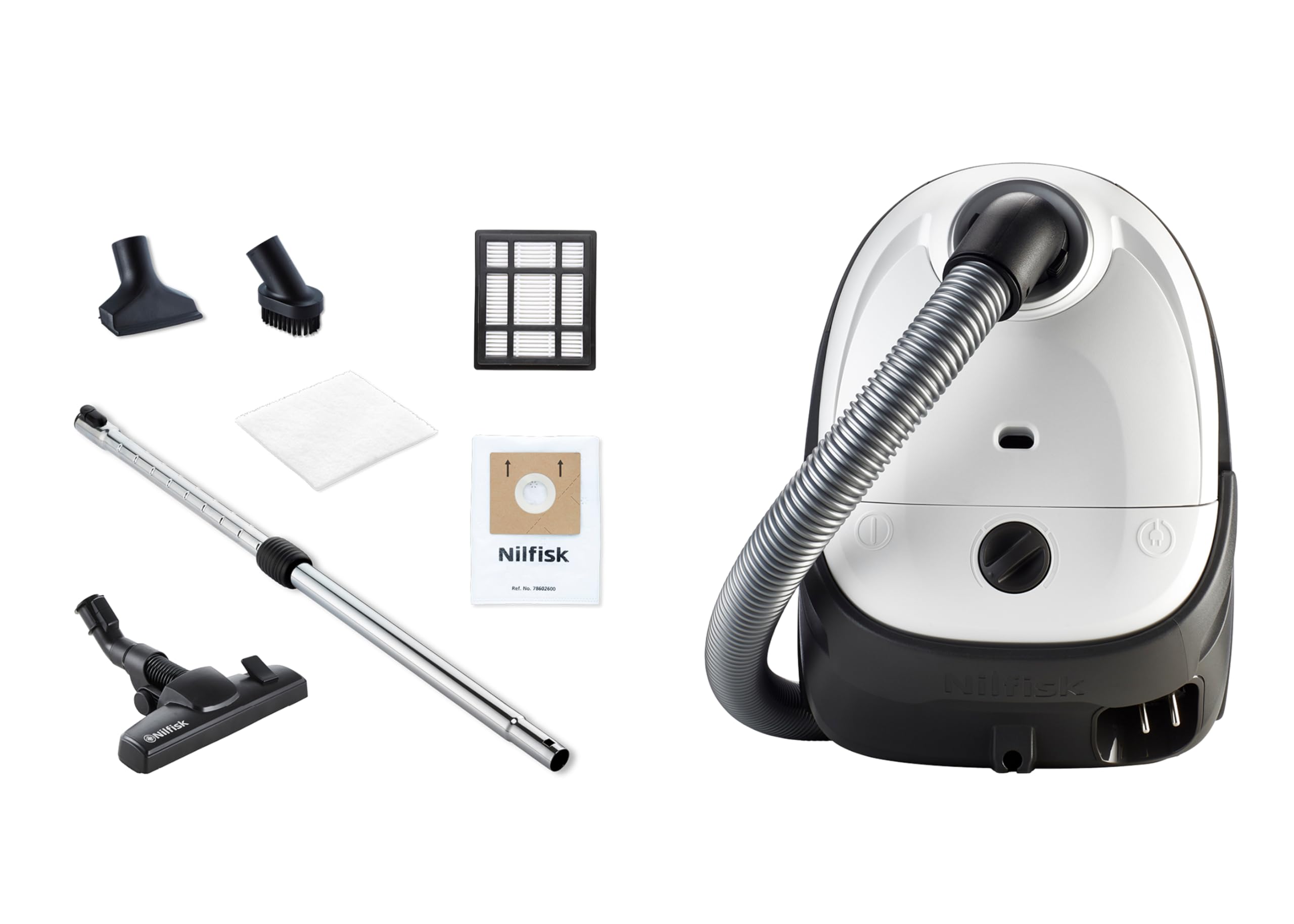 Nilfisk One Aspirateur pour Sols et Tapis avec Filtre EPA - Aspirateur Traîneau Puissant, Compact et Léger - Blanc, 3L, 750W (WB10P05A-HB15)