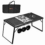 Onlyfire IGT Camping Table Kit with Gas Stove and Carrying Base, Folding Camp Table, Portable Camping Table IGT Unit Combination Table for Camping, Picnic, RV Trip, Backyard Party, GS337