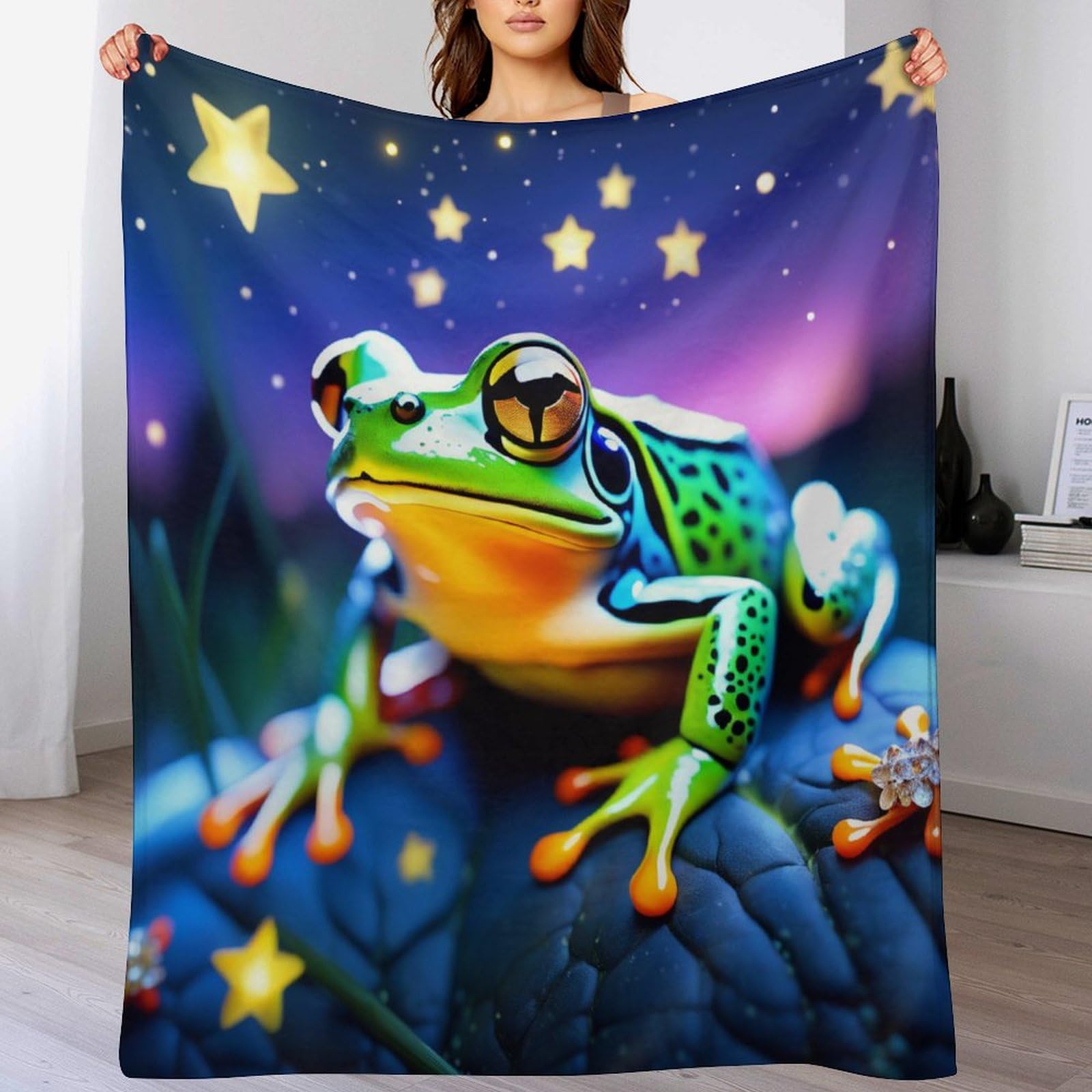 Manta de forro polar de 180x200 cm mullida con ojos grandes para cama y sofá