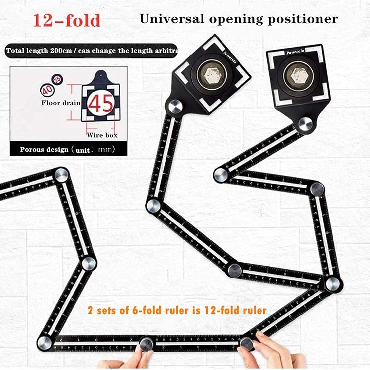 Multiuso Localizzatore di foro piastrella in ceramica foro universale con perforazione di posizionamento Multifunzionale Tile di alta precisione Artefatto Righello a sei volte (2 pezzi) Convenienza
