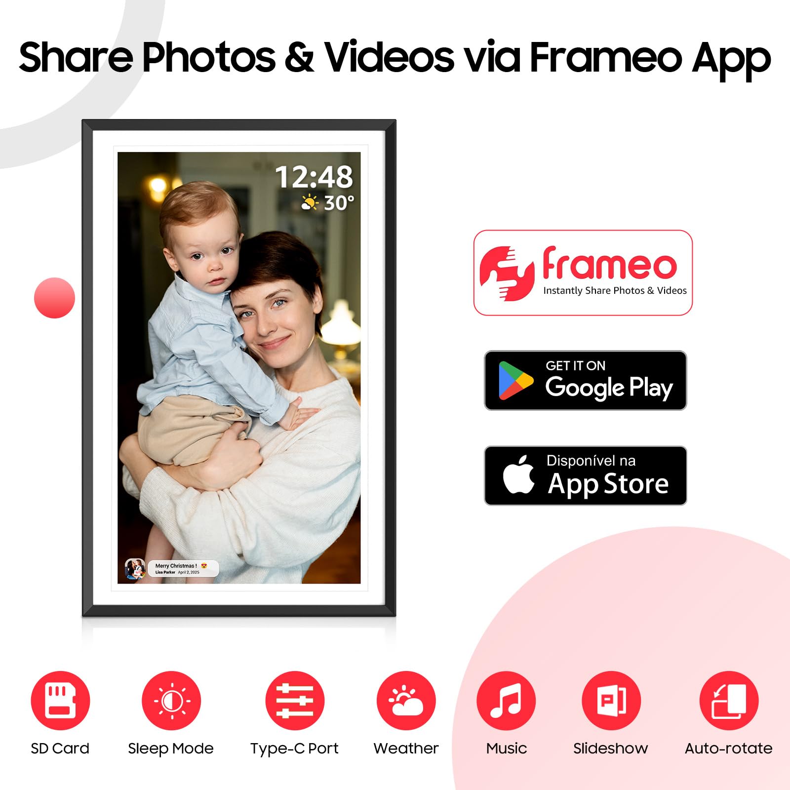 ApoloSign Digital Picture Frame 15.6 inch, WiFi Digital Photo Frame with 32GB Storage, 1920x1080 FHD IPS Touch Screen, Auto-Rotate, Easy Setup to Share Photos or Videos Instantly via Frameo App