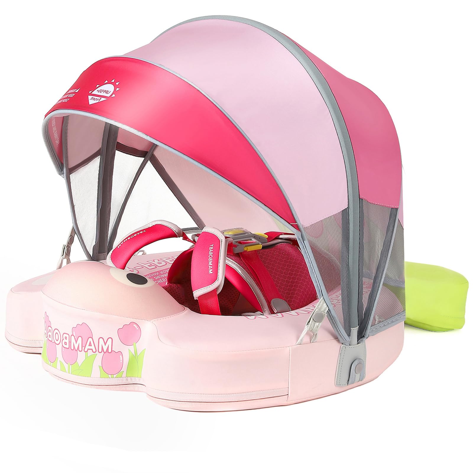 3 Swim Method Add Bed More Comfortable Mambobaby Float with Tail and Canopy Non-Inflatable Baby Swim Float Mambo Float Smart Swim Trainer Infant Swim Pool Float Swim Ring for 3-24months Girls Boys