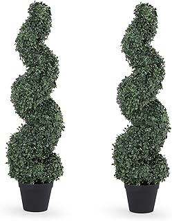 3ft Spiral Topiary Trees Artificial Outdoor Set of 2