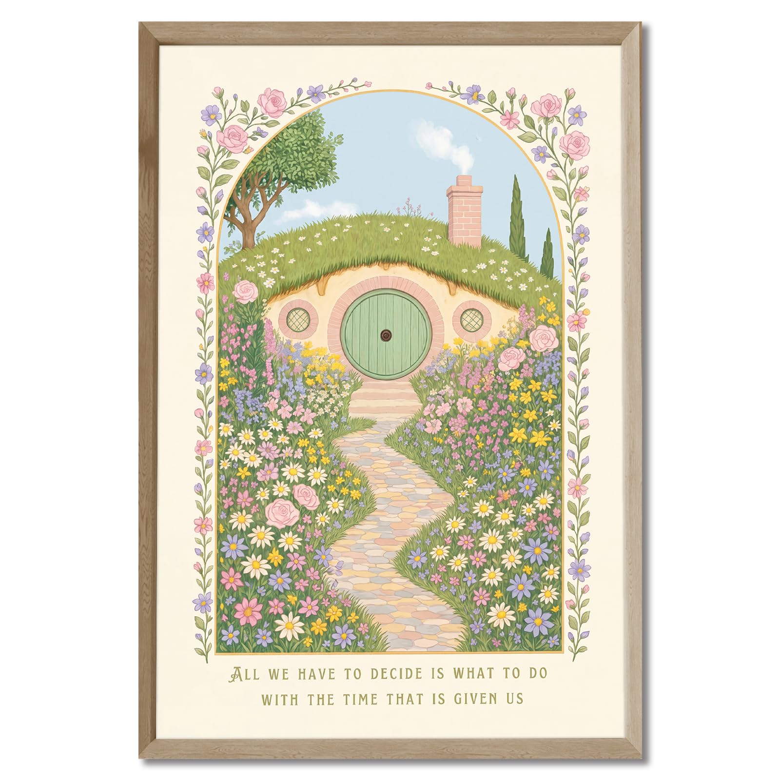 Vintage Floral Canvas Wall Art Rustic Fantasy Wall Decor Inspirational Canvas Poster Prints Motivational Quotes Artwork Cottagecore Poster Decor for Farmhouse Home Living Room, 16x24inch Unframed