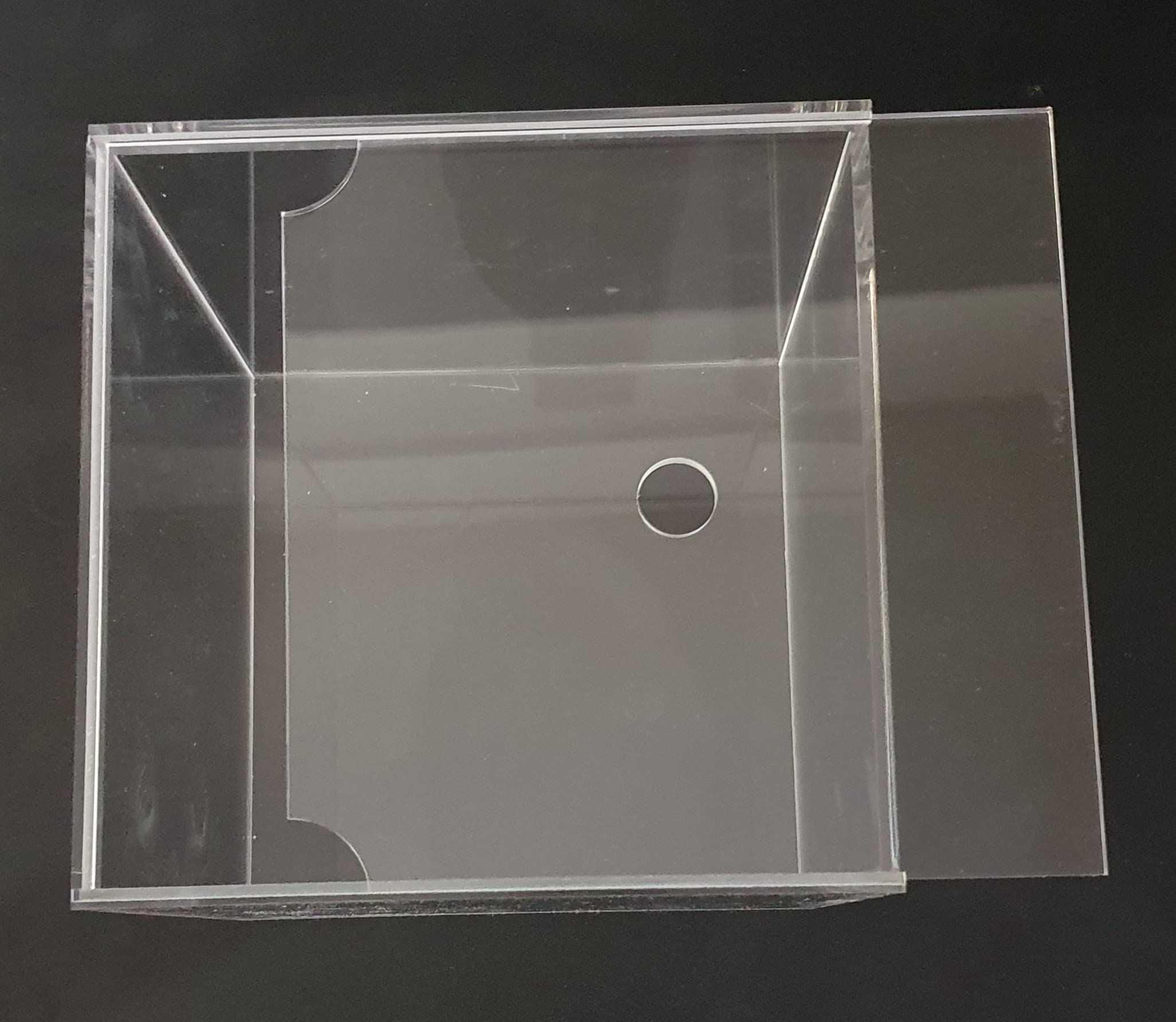 Petit aquarium portable en acrylique avec couvercle coulissant et trou d'alimentation pour terrarium, tortues et insectes 8 l (20 x 20 x 20 cm)